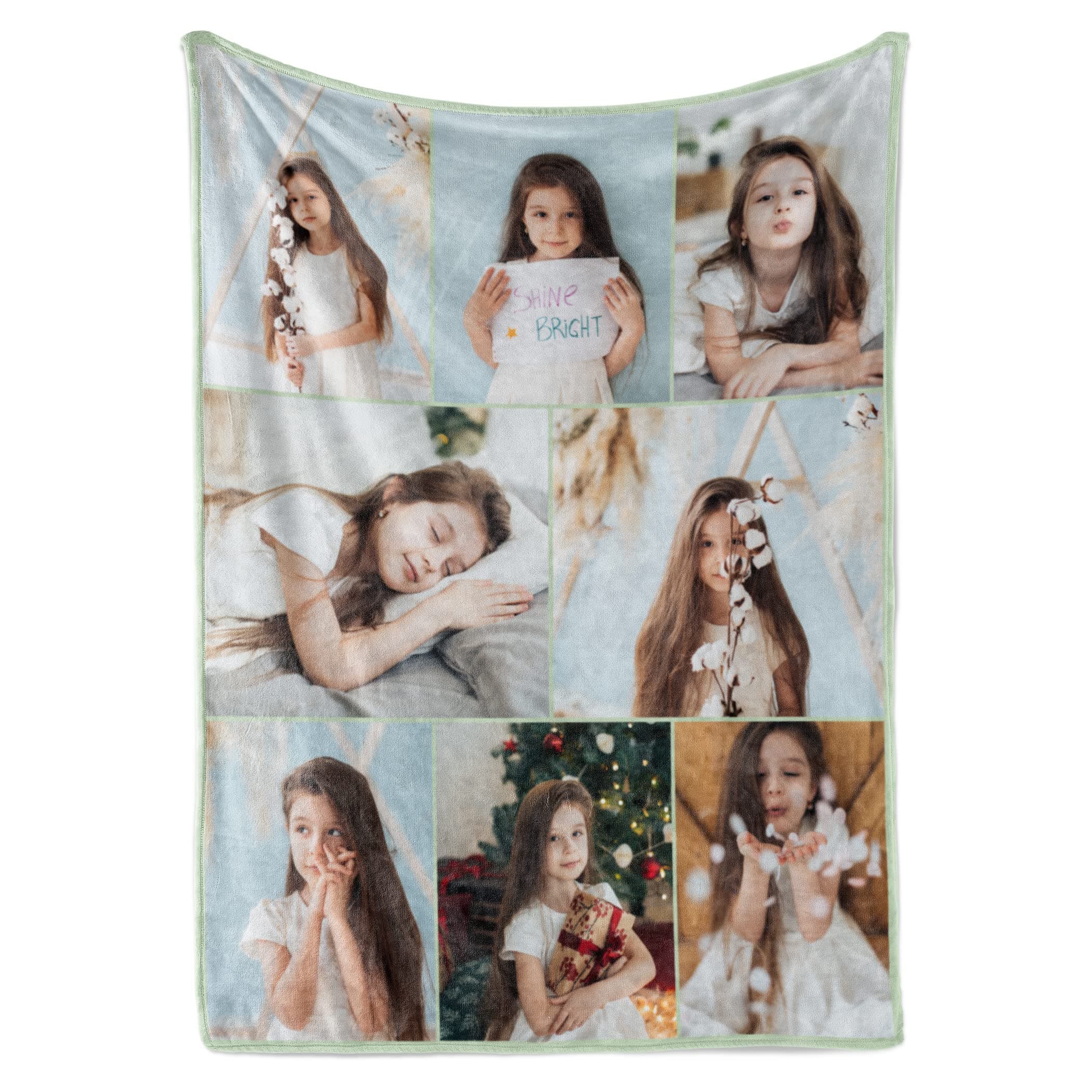 Ships Next Day, Custom Blanket with Picture - Printed in USA, Personalized Photo Blanket 8-Pic(Fleece – 96x120)
