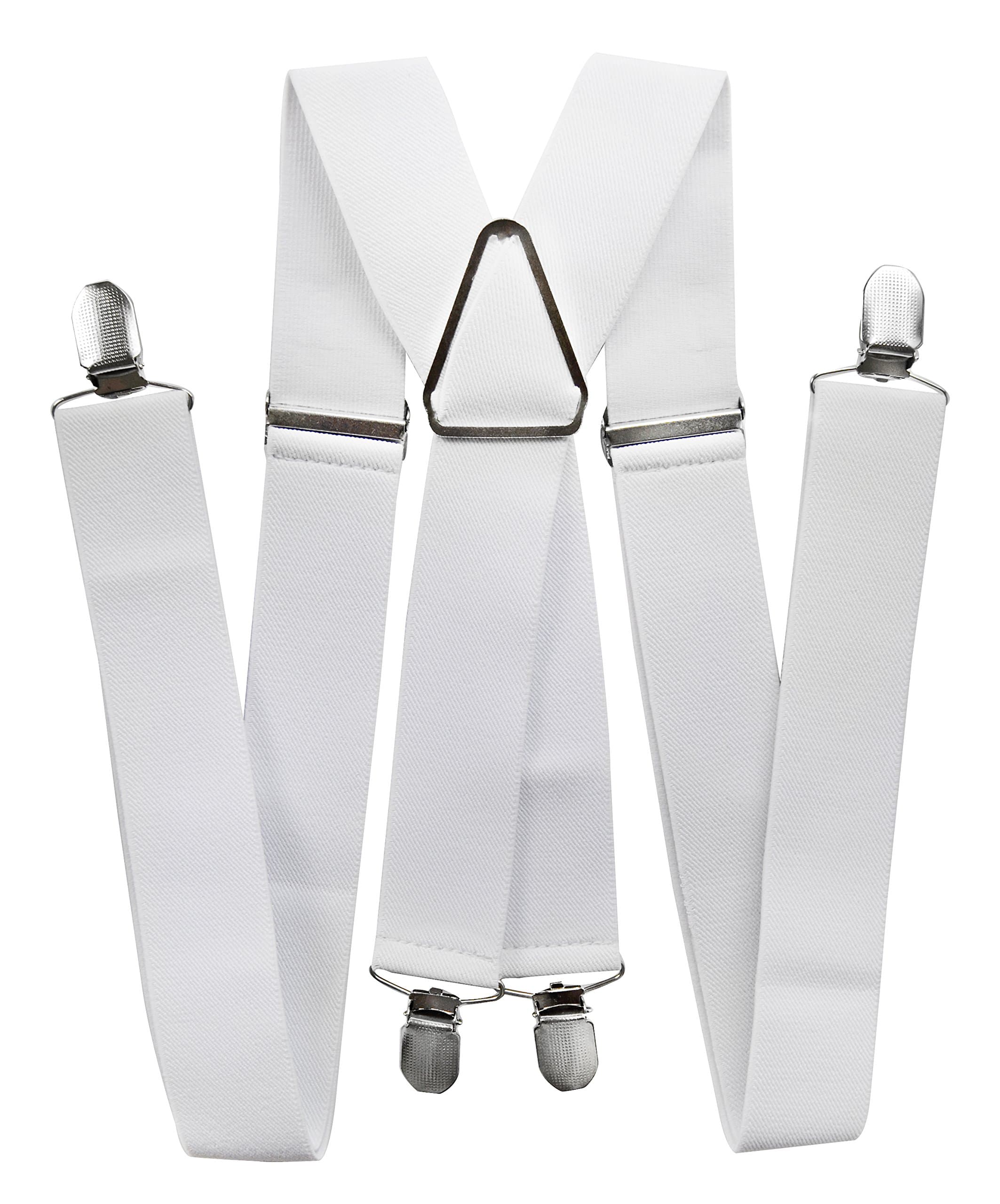 Men's X-Shape White Braces, 3.5 cm Wide with 4 Strong Clips