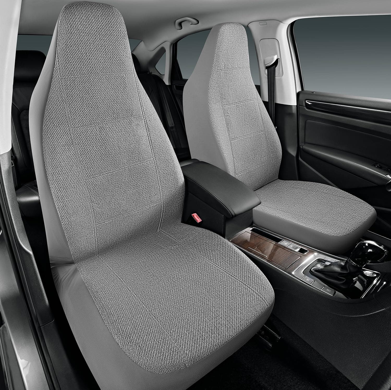 Road Comforts Front Car Seat Covers High Back, Flax Seat Protector, Airbag Compatible, Universal Fits Car, Truck, SUV, Vans(Gray)