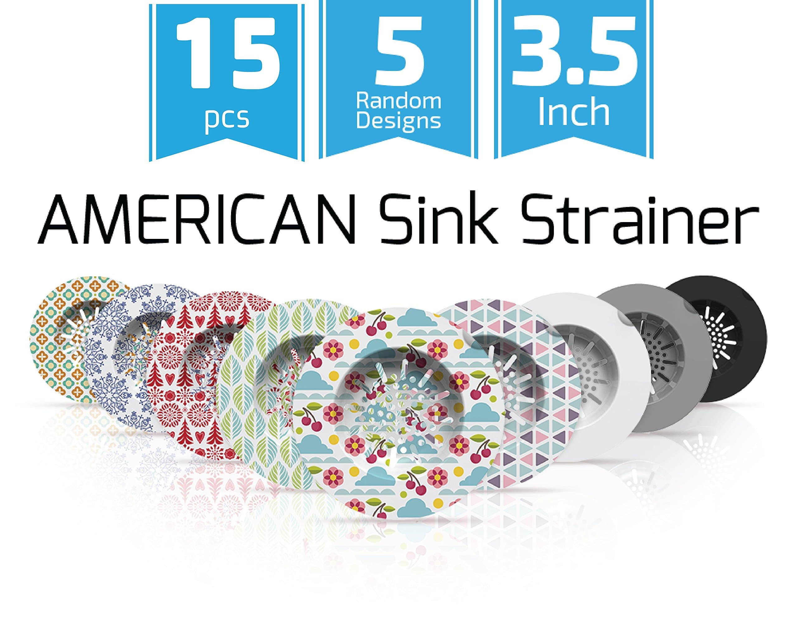 Sink Skin – JUMBO SURPRISE PACK- 15 Disposable Kitchen Sink Strainers (min 5 Designs)+3 Bath Tub Strainers+3 Bath tub Plugs. For a Cleaner Kitchen&Bathroom every few weeks. Hygienic. Smart. Healthier