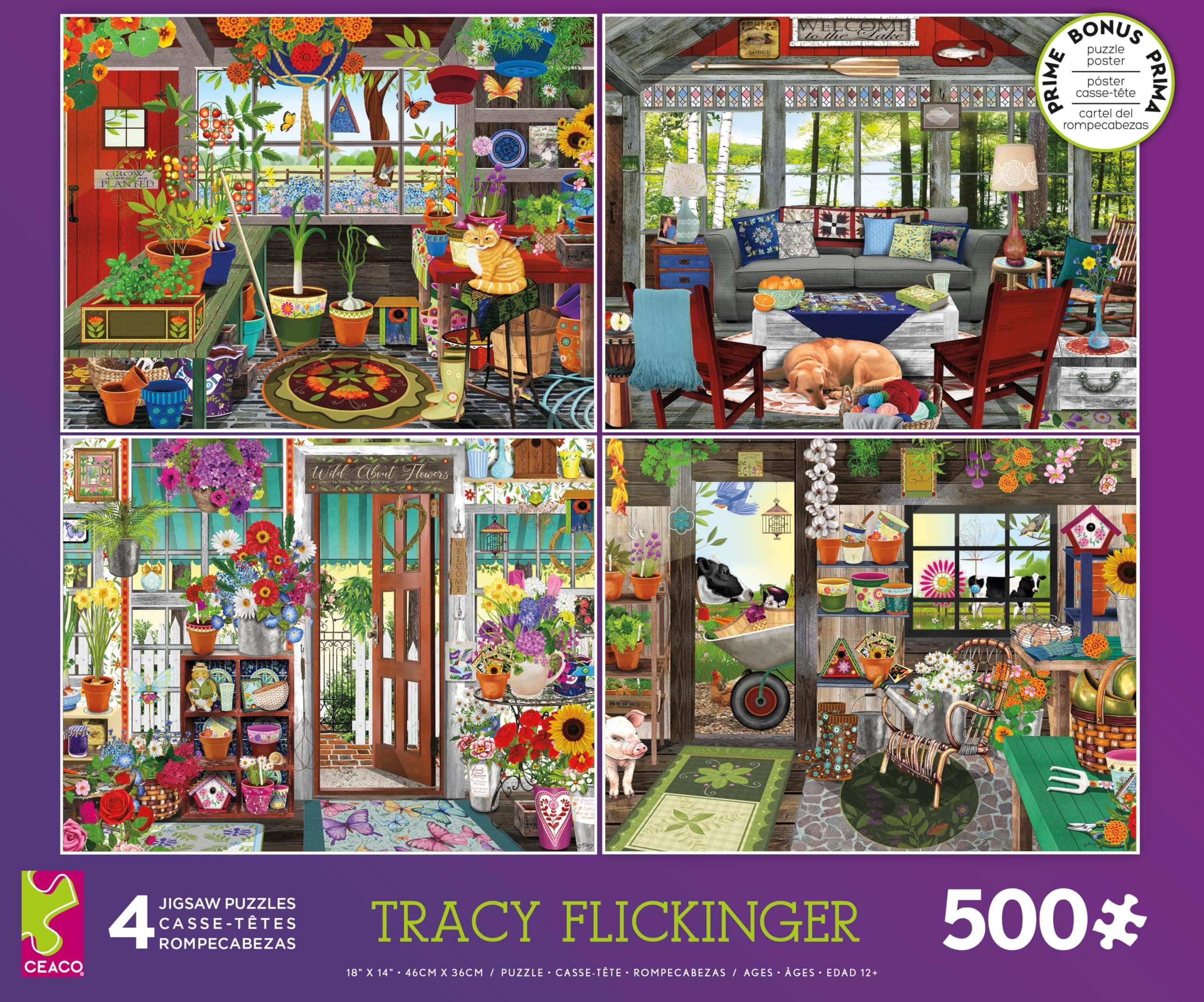 Ceaco - 4 in 1 Multipack - Tracy Flickinger - (4) 500 Piece Jigsaw Puzzle