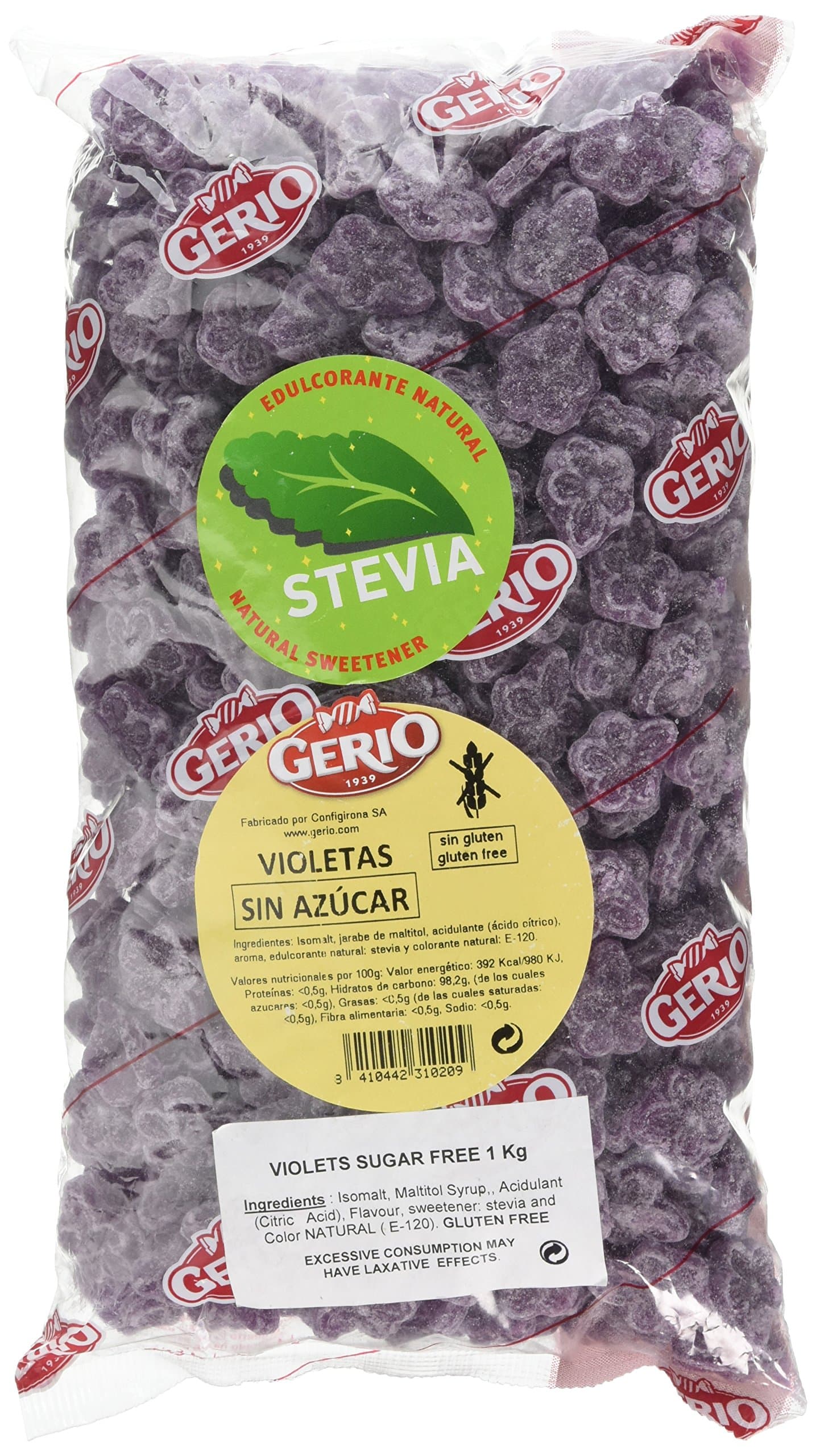 Gerio Violetas Sugar Free Violet Sweets with Stevia, 1 kg