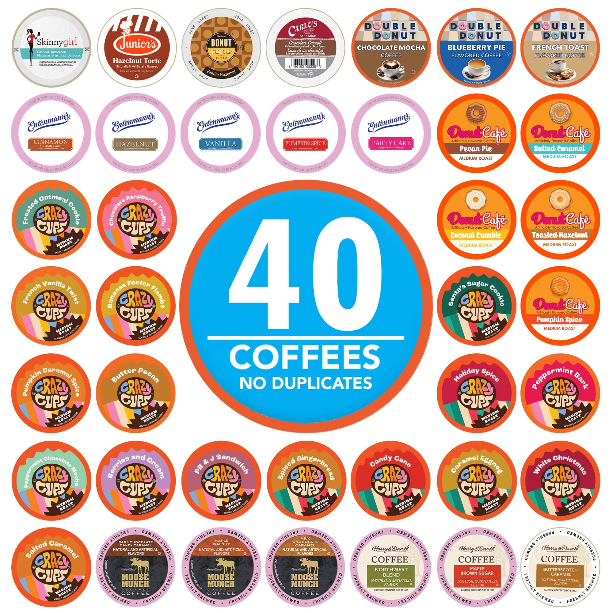 Flavored Coffee Pods Variety Pack, Fully Compatible With All Keurig Flavored K Cups Brewers, Coffee Sampler, 40 Count