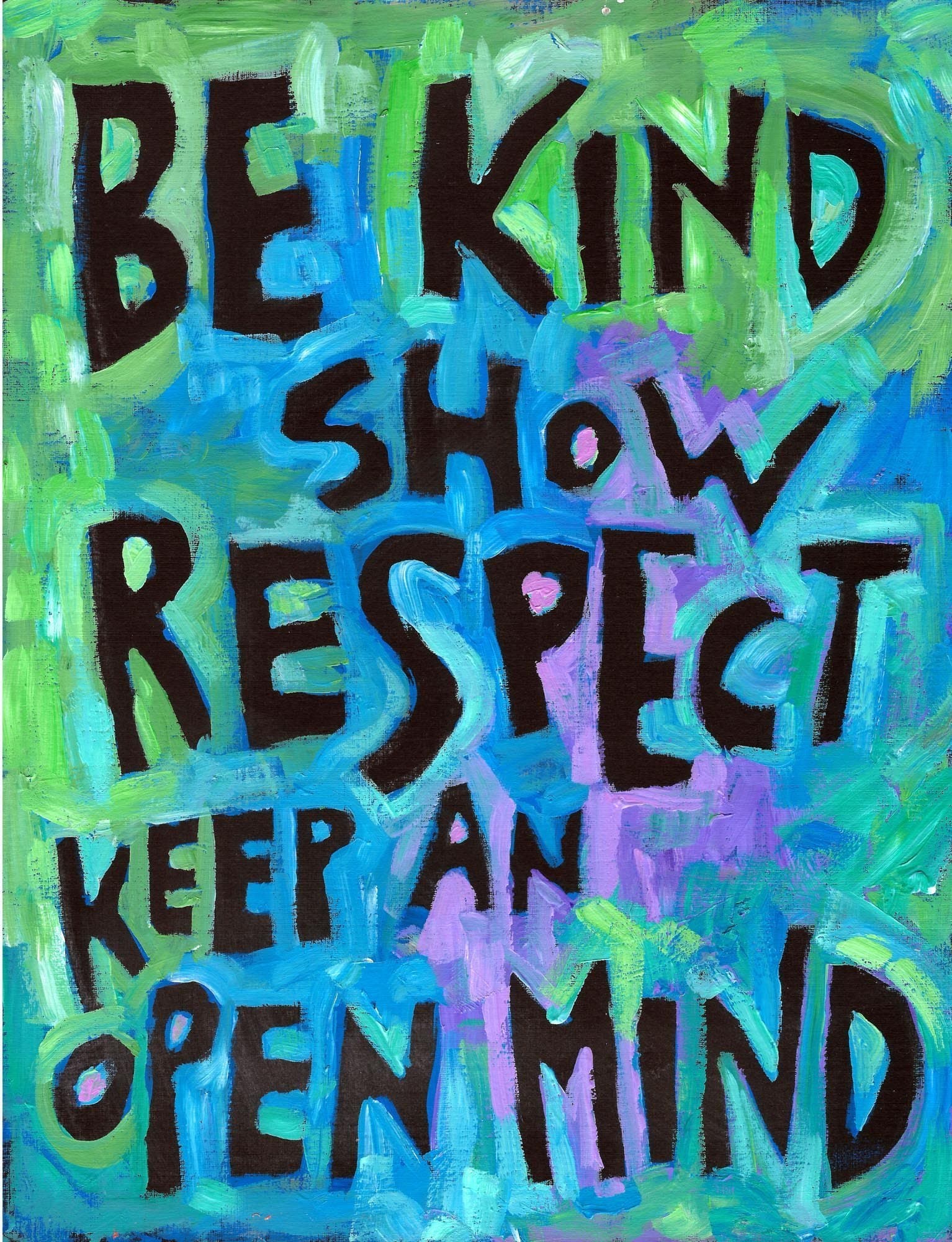 Be Kind Show Respect...Open Mind - Kindness Classroom Rules - Motivational Decorations for Teachers - Inspirational Wall Art - Middle High School Homeschooling Elementary Daycare Maximalist Decor