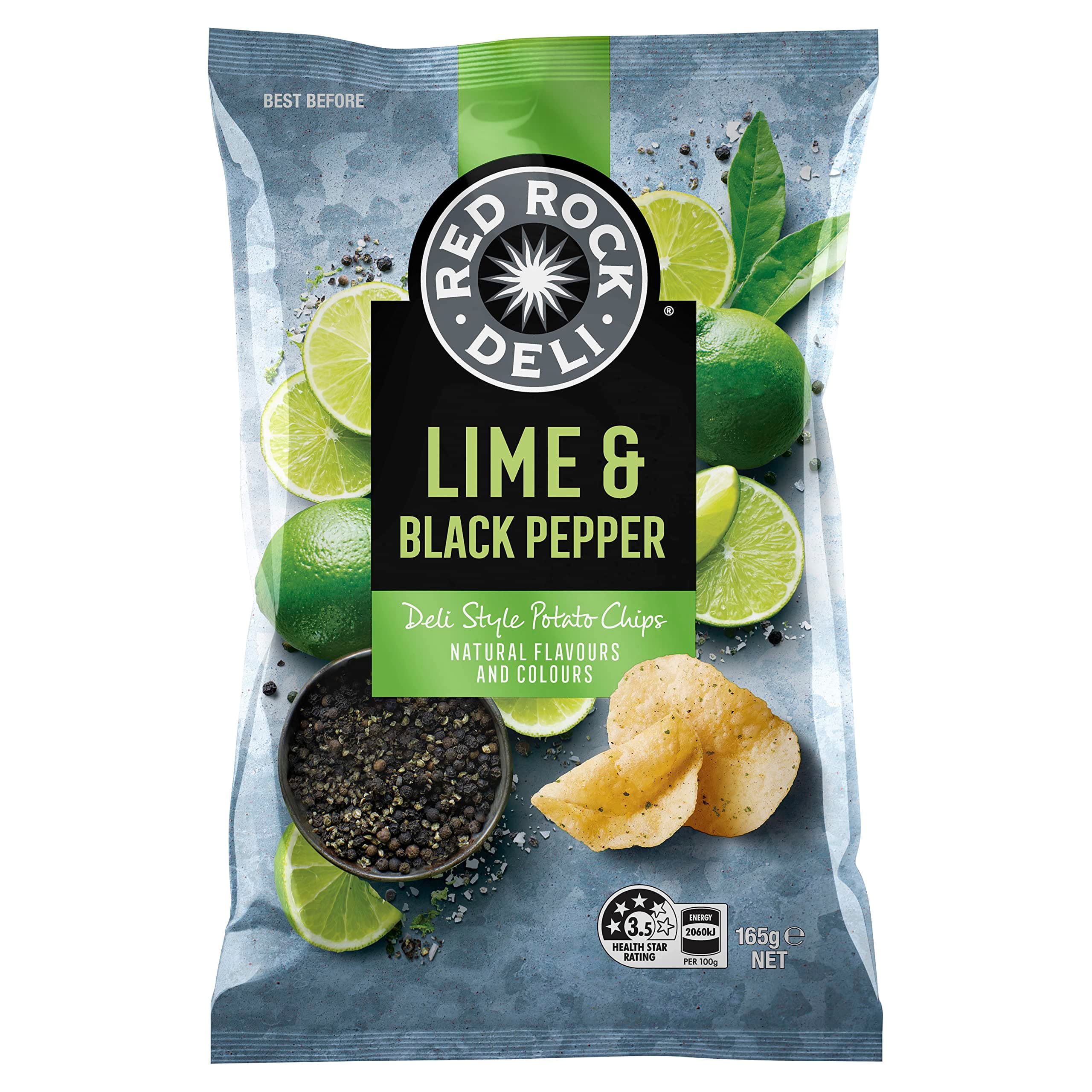 Red Rock Deli Lime And Pepper Potato Chips 165gm