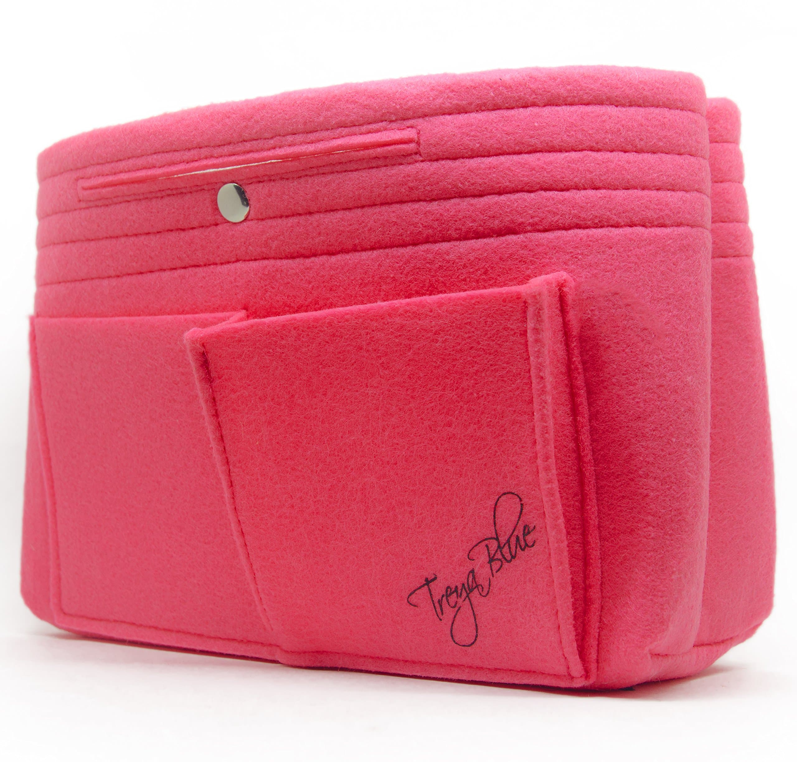 Treya Blue Purse / Handbag / Bag Organizer Insert - Complete Purse Organization in Seconds - Sturdy & Rigid Nylon Felt Structure with Handle - Fits Large Medium and Small Purses - Multiple Storage Compartments & Pouches