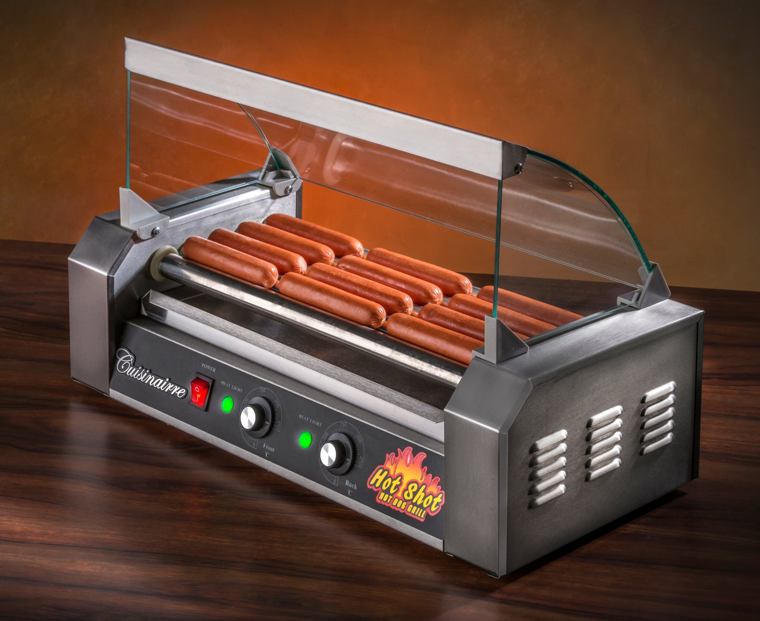 Hot Shot 5 Roller Hot Shot Commercial Grade 5-Roller 12 Hot Dog Grill Maker Machine, 1000-watt