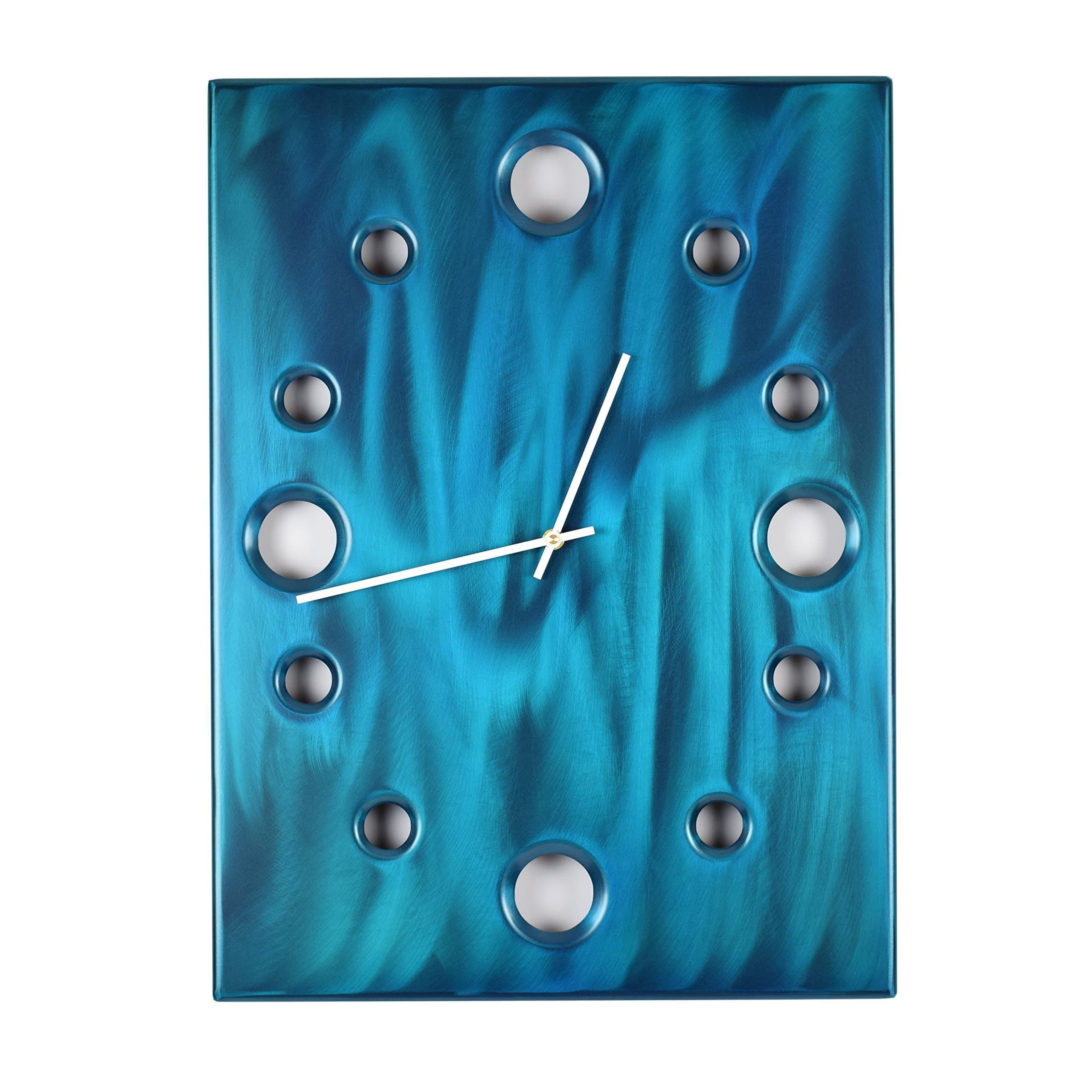 Island Steel, Large Rectangular Metal Powder Coated Wall Clock, Sleek, Industrial, Modern and Unique, Silent (non-ticking)