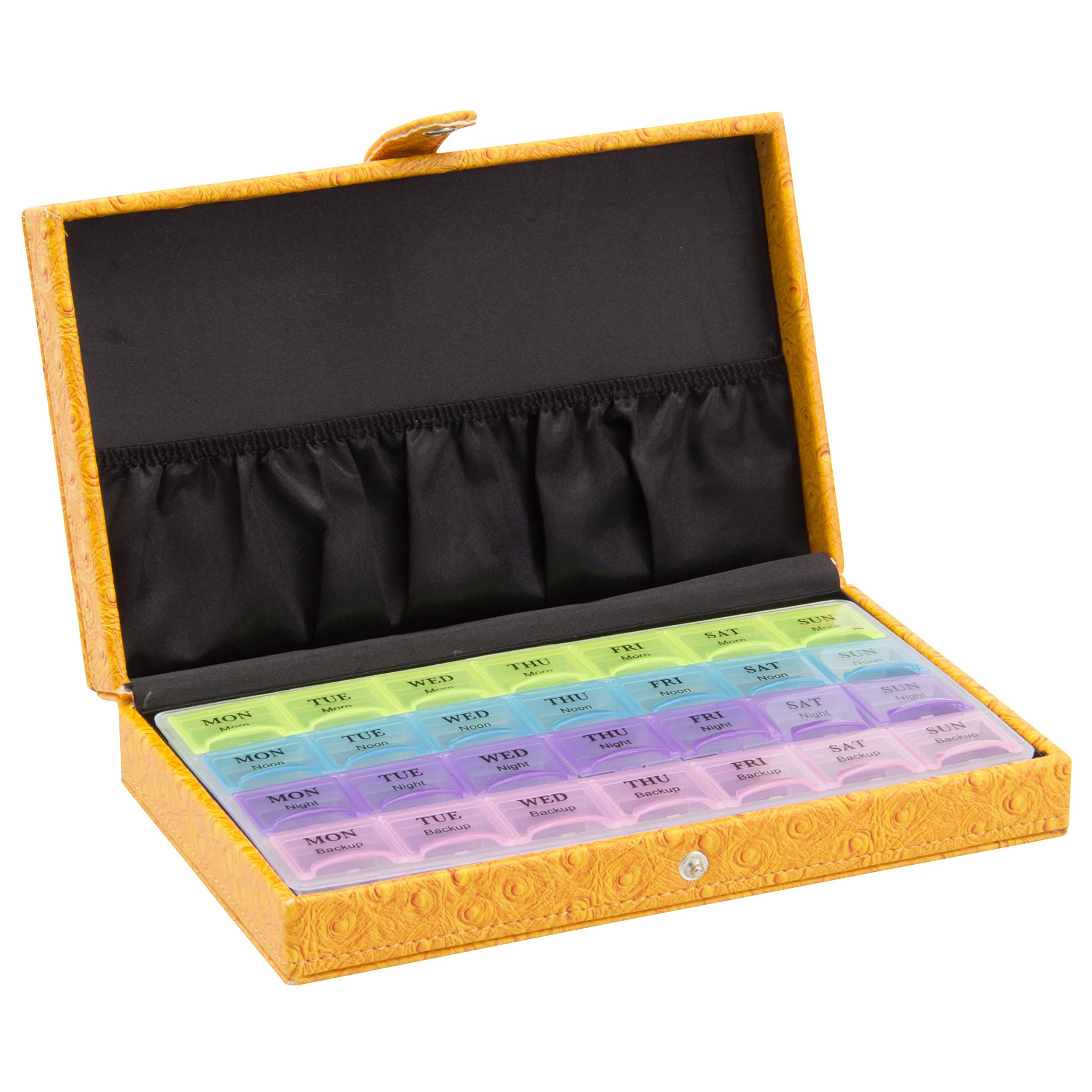 Deluxe Decorative Pillbox 14 Day or 28 Day by PillTime Featured On TV Hit Show Grey's Anatomy (14/28 Day, Yellow)