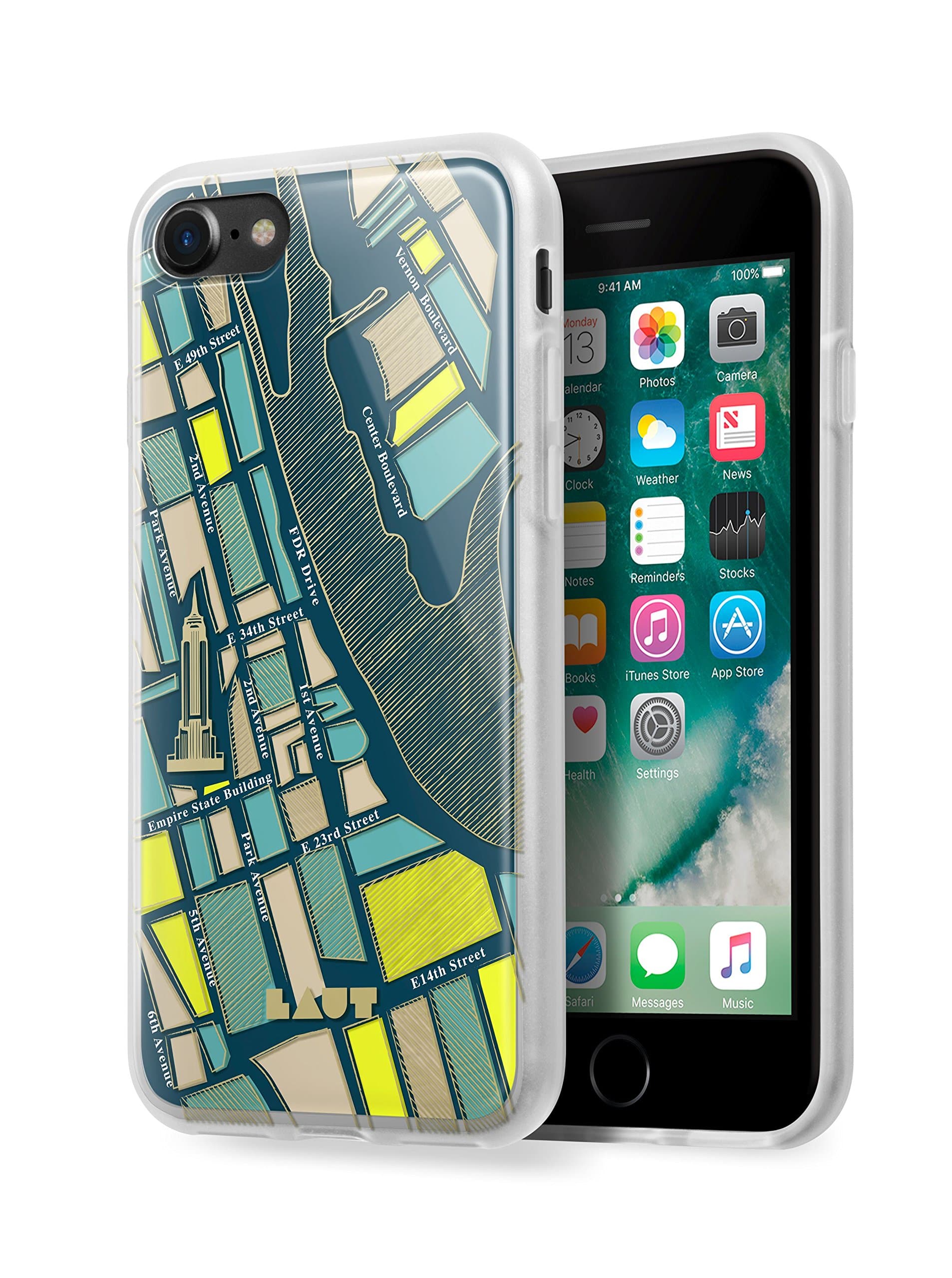 LautNOMAD Case for iPhone 8 / iPhone 7 with Double Layer Protective Map Design (New York)