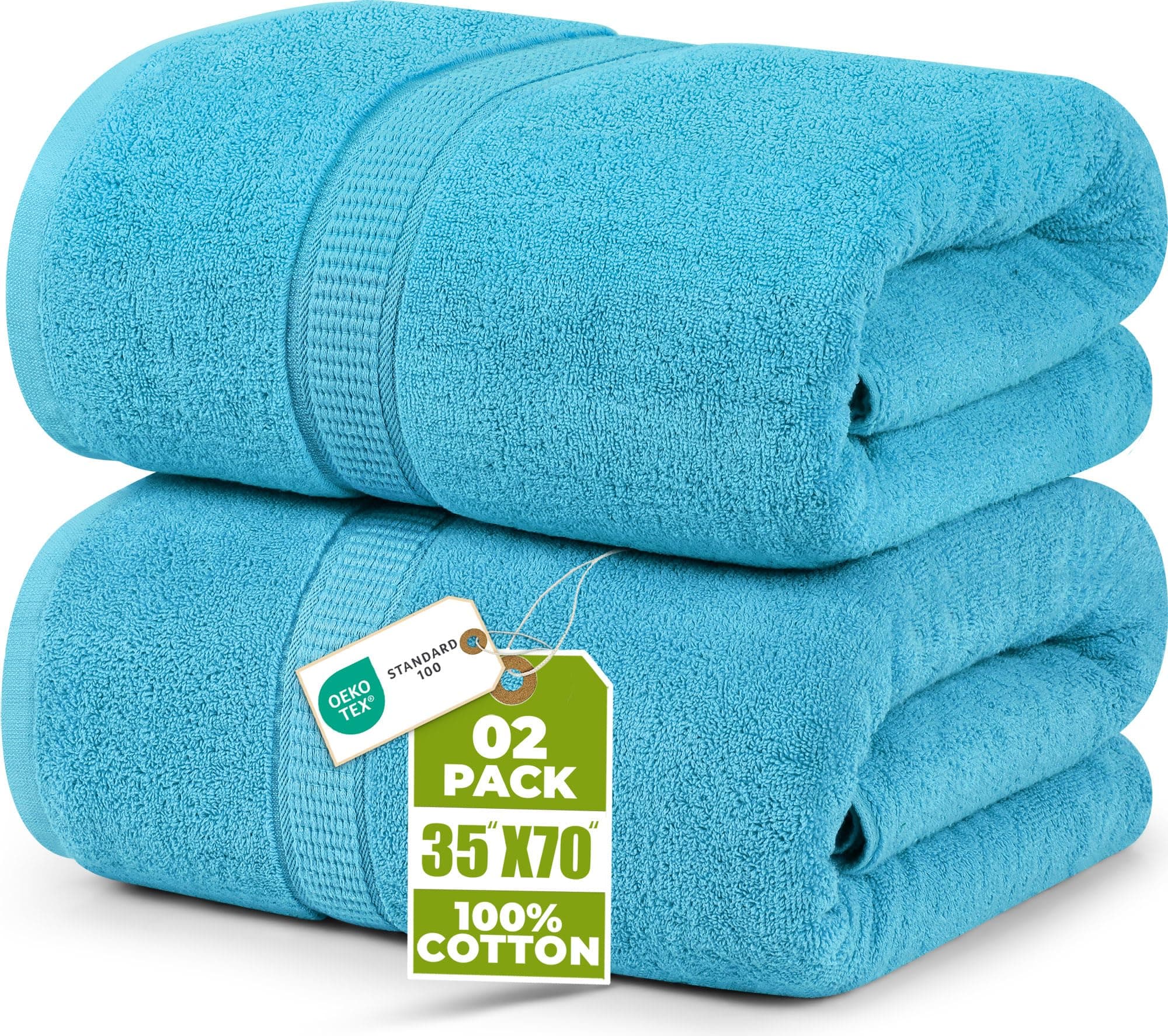 Utopia Towels - Premium Jumbo Bath Sheet (90 x 180 cm, 8 Pack) - 100% Ring Spun Cotton Highly Absorbent and Quick Dry Extra Large Bath Sheet - Super Soft Hotel Quality Towel (Turquoise)