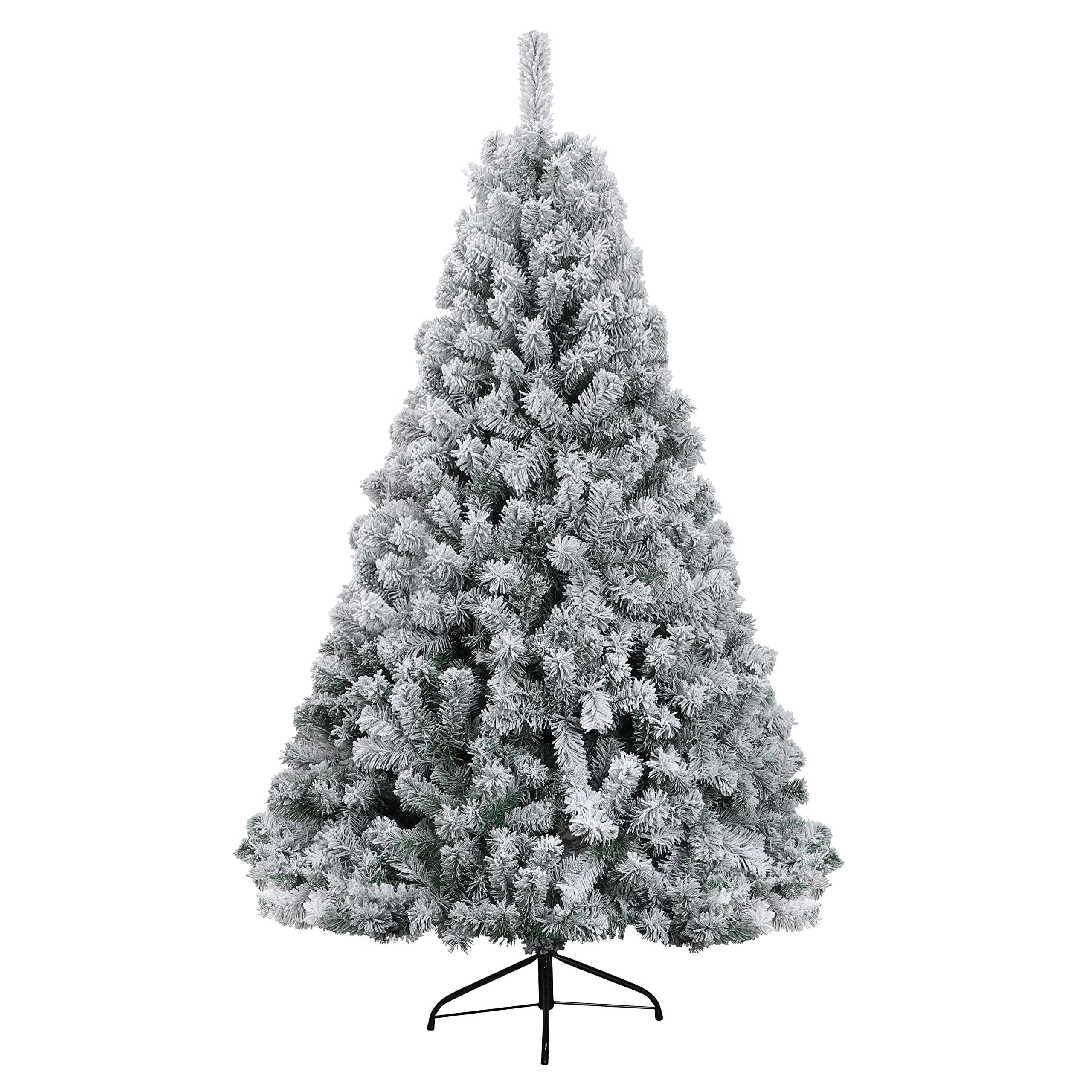 Seocsing 5.9FT/1.8M Christmas Tree, Premium Flocked Snowy Artificial Xmas Tree Decoration, Holiday Christmas Pine Tree Gifts for Indoor Outdoor Ornaments Home Office Party Festival Decor, Metal Stand