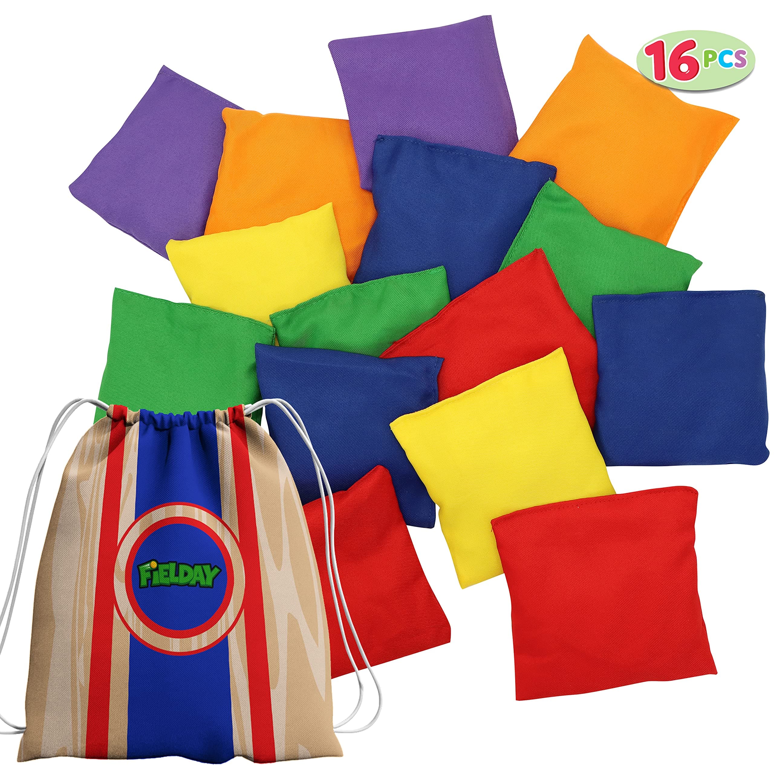 JOYIN 16 Pcs Bean Bags Kids Throwing(4.7” x 4.7”),Durable Nylon Bean Bags,Includes 15 Bean Bag and a Carry Bag,for Outdoor Family Games Kids Toys Hand Toss Games Boys Girls Party Games
