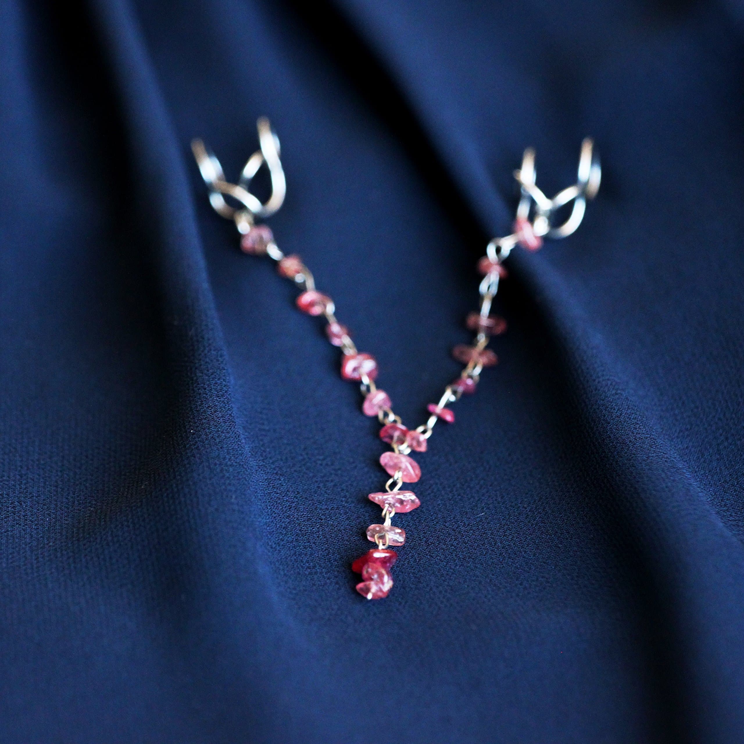 Genuine Ruby Chain Labien | Intimate Jewelry | Labia Majora Clips | Non Piercing Lip Clips | Stainless Steel