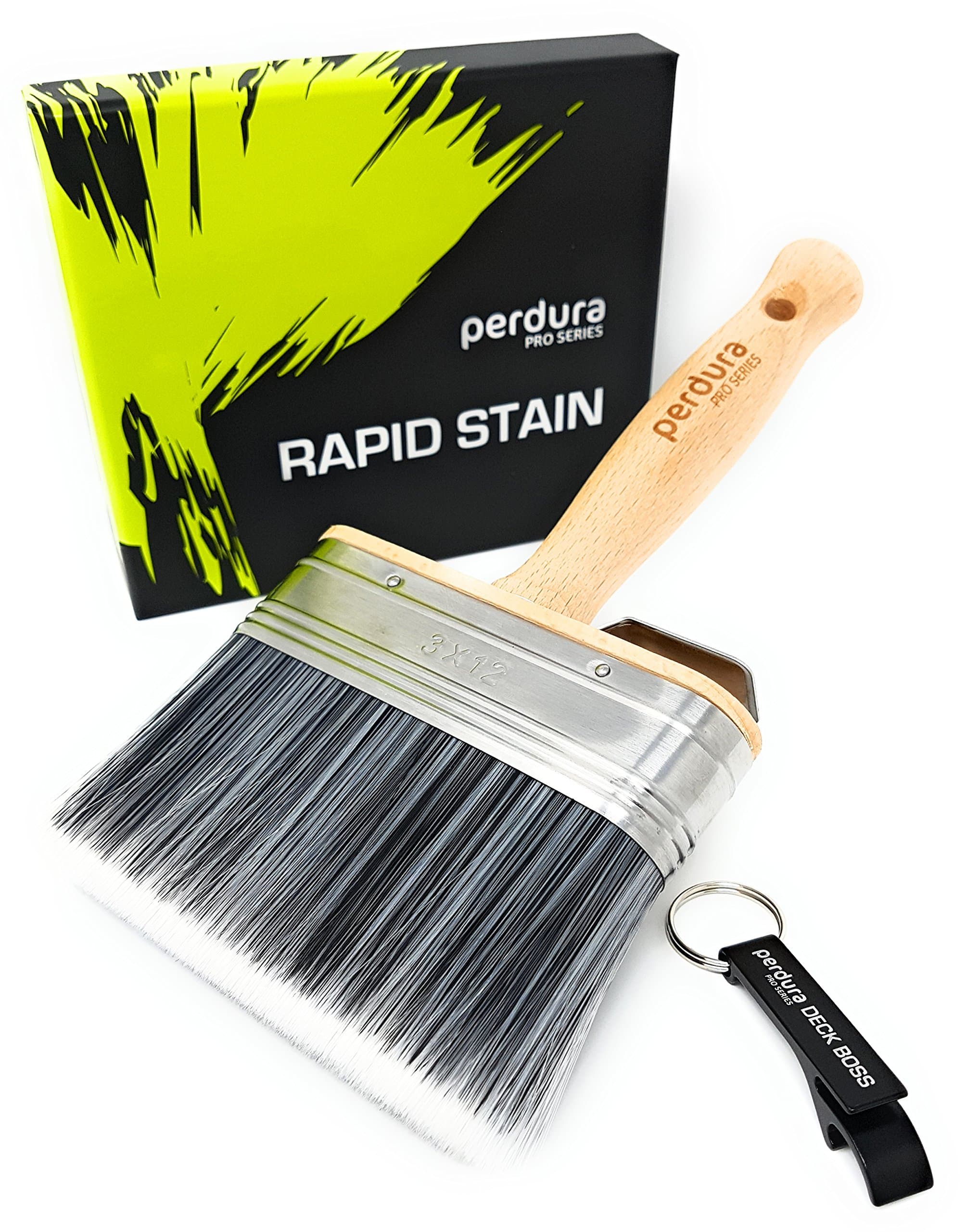 Perdura Rapid Stain Deck Stain Brush Applicator - Fence Floor Tool - 5 Inch Paint Brush - Seal and Paint Fast - Water & Oil Based Coatings for Wood & Concrete - Rough or Smooth