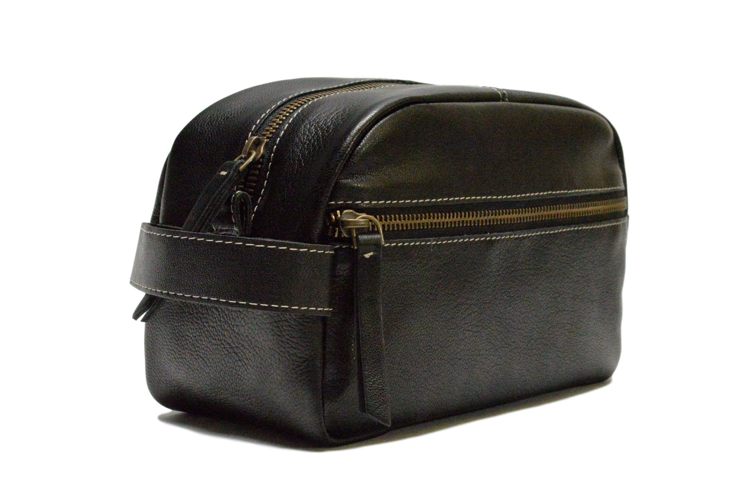 Men's Leather Toiletry Bag Travel Kit Accessory