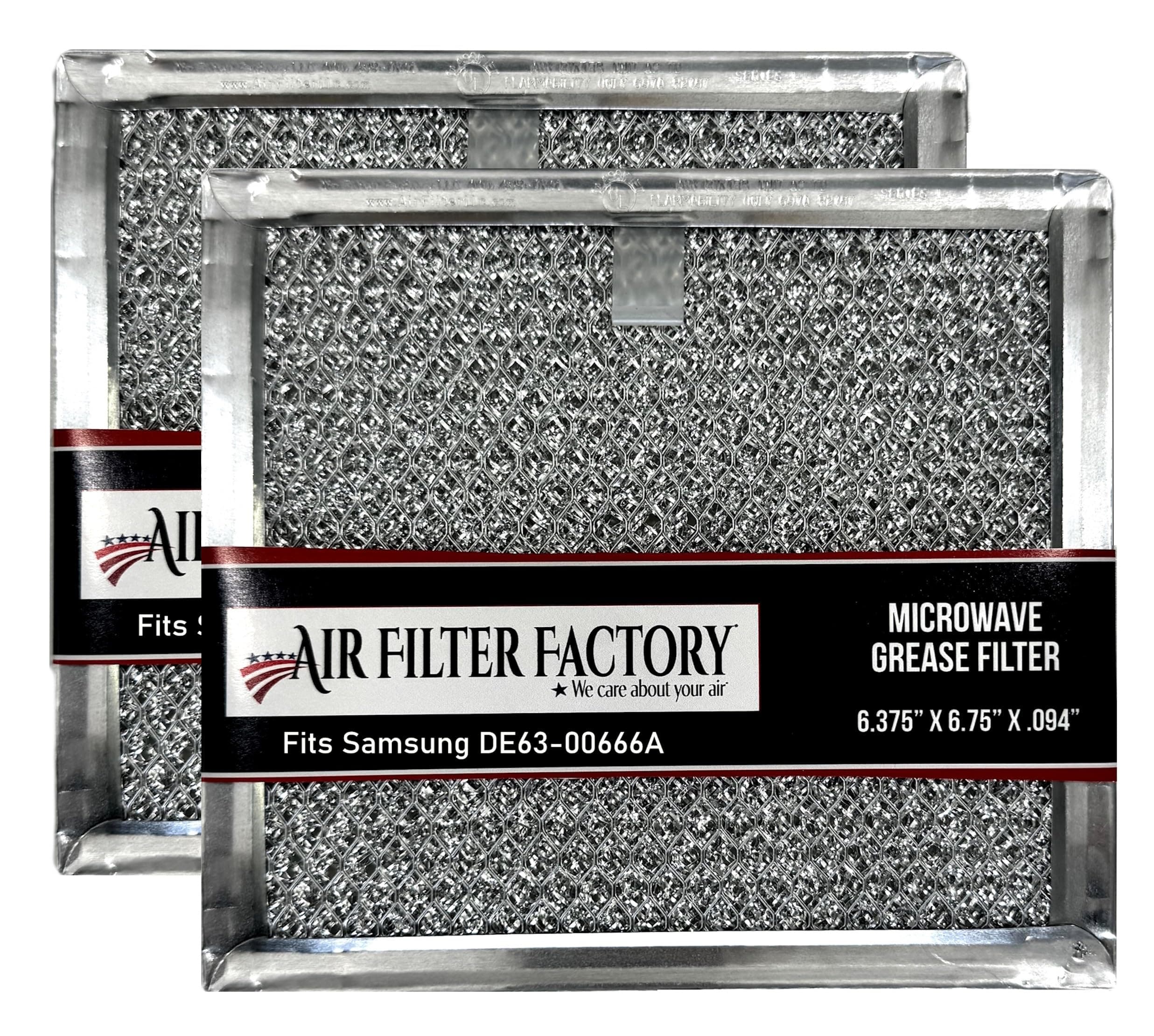 Air Filter Factory Microwave Filter 6.75" X 6.34" DE63-00666A Replacement For Samsung Over The Range Kitchen Oven Vent Grease Screen Fits AP5306190 2-Pack