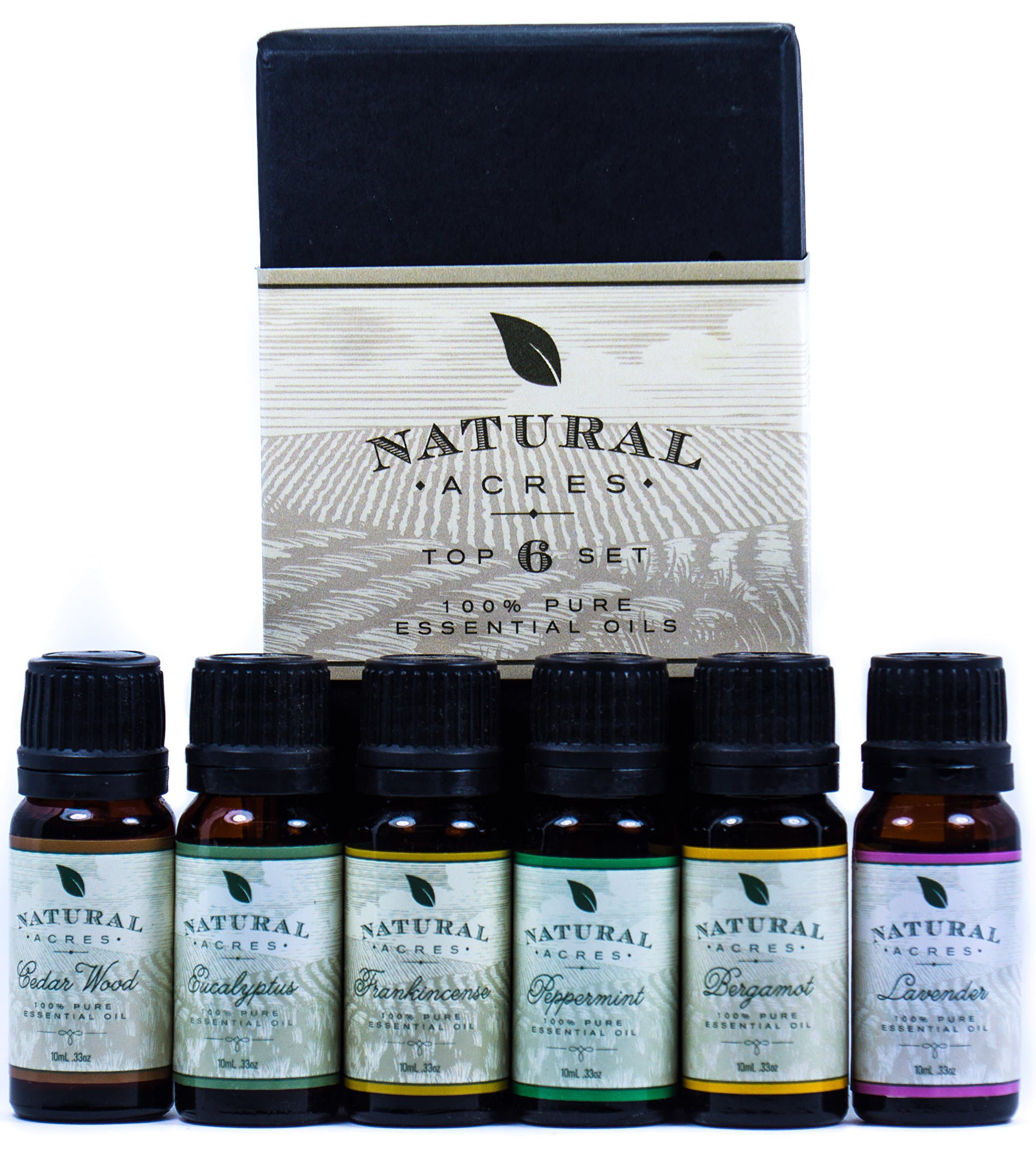 Essential Oils 6 Pack by Natural Acres 100 Pct Pure Therapeutic Grade Essential Oil 10 Milliliter
