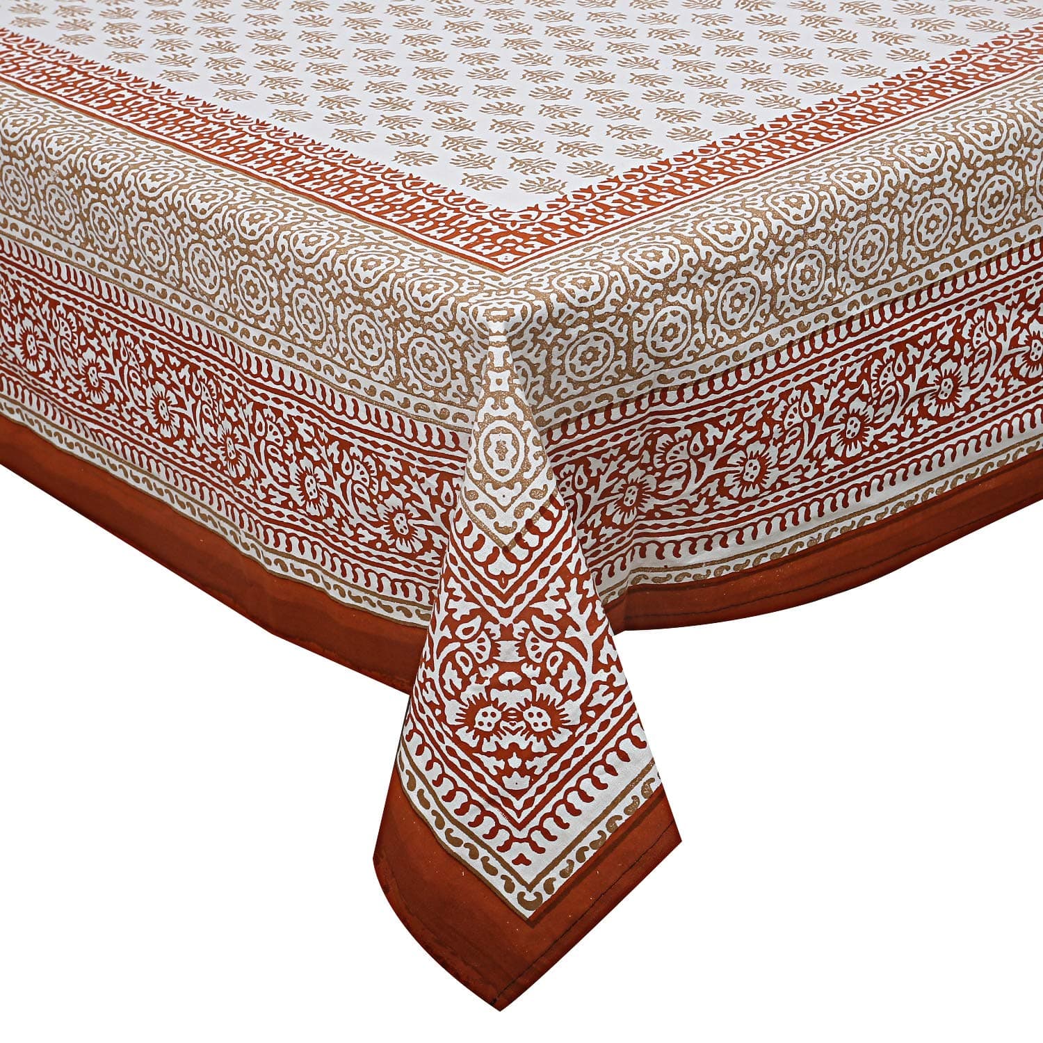 Texstylers Cotton Rectangular 60x90 Inches 6 Seater Dining Table Cloth Cover (Brown)