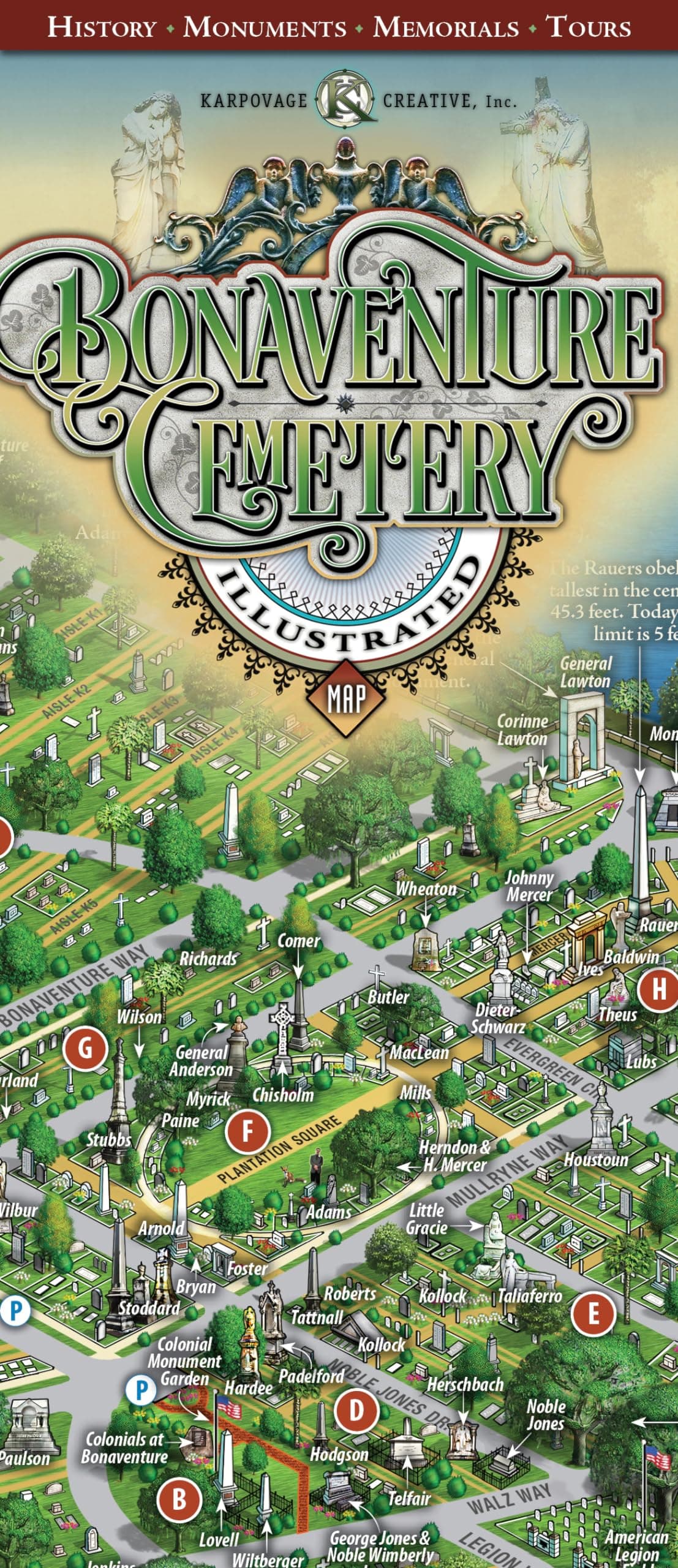 Bonaventure Cemetery Illustrated Map Map – Folded Map, June 1, 2023