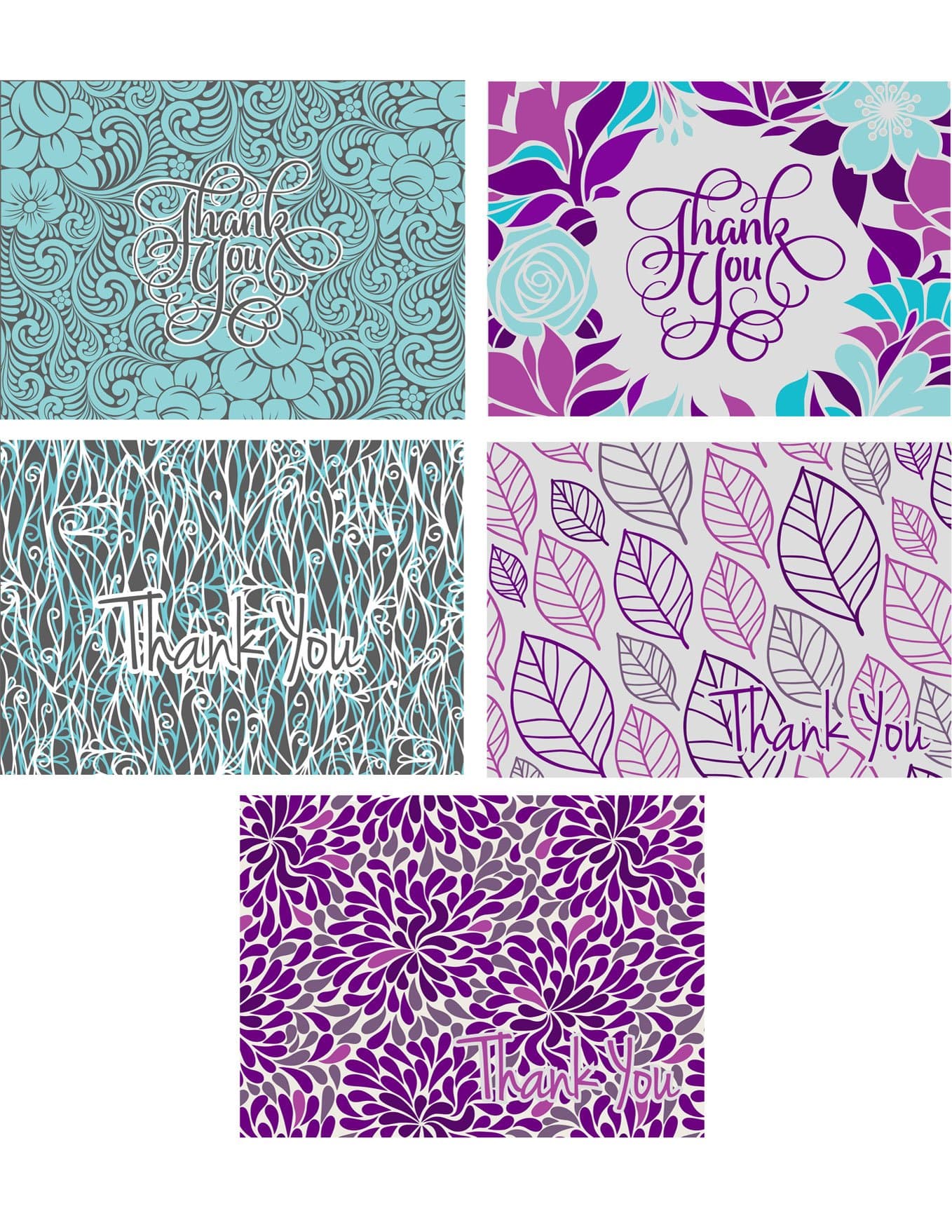 40 Pack Thank You Cards 5x7 Inches Blank Inside 42 Envelopes (Variety)