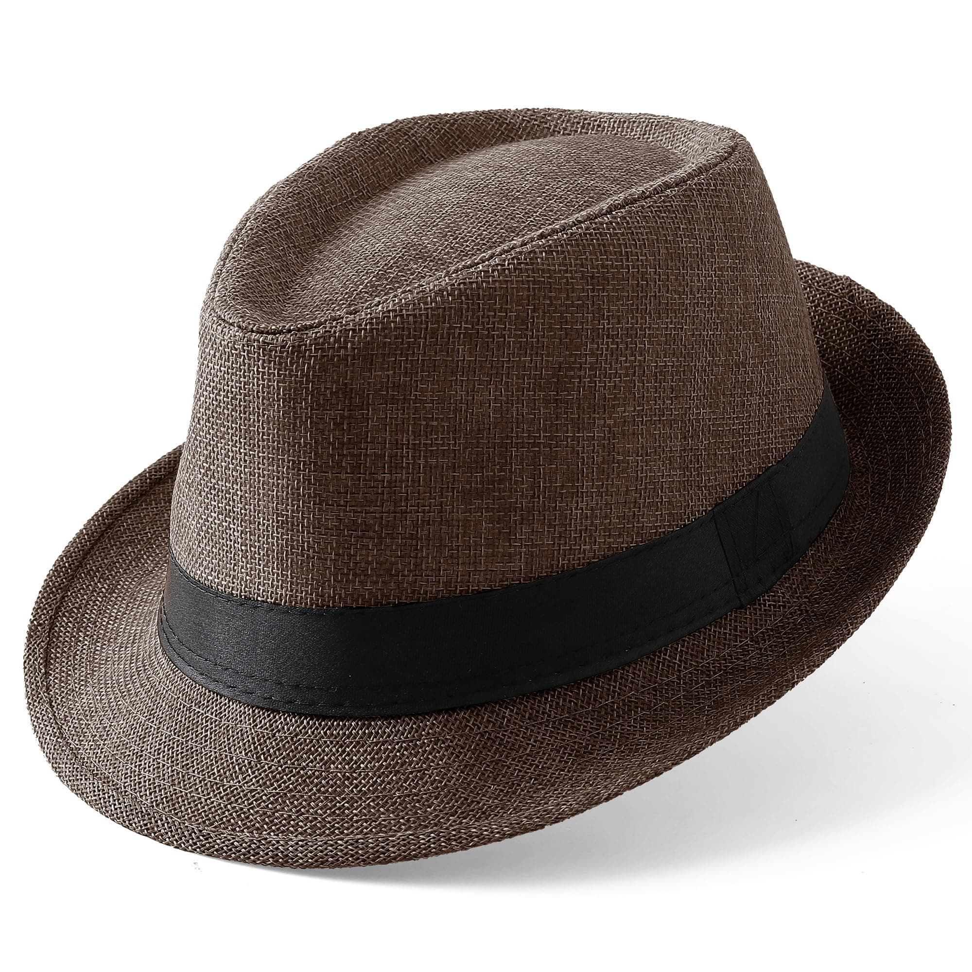 BABEYOND 1920s Panama Fedora Hat Cap for Men Gatsby Hat for Men 1920s Mens Gatsby Costume Accessories (Brown)