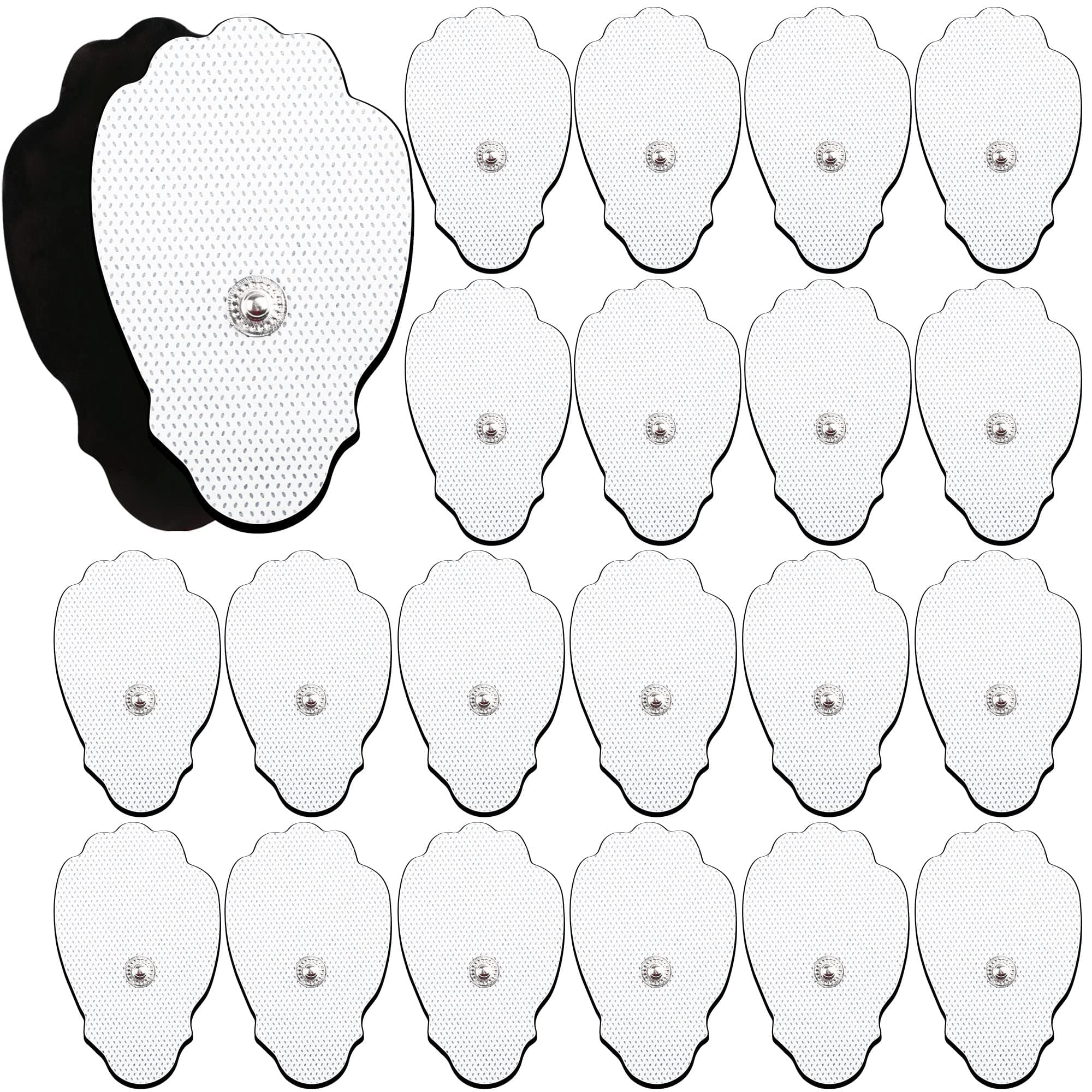 LotFancy TENS Unit Replacement Pads, 22PCS Reusable Self-Adhesive Snap Electrodes for TENS/EMS Massager Using 3.5mm Button Lead Wires