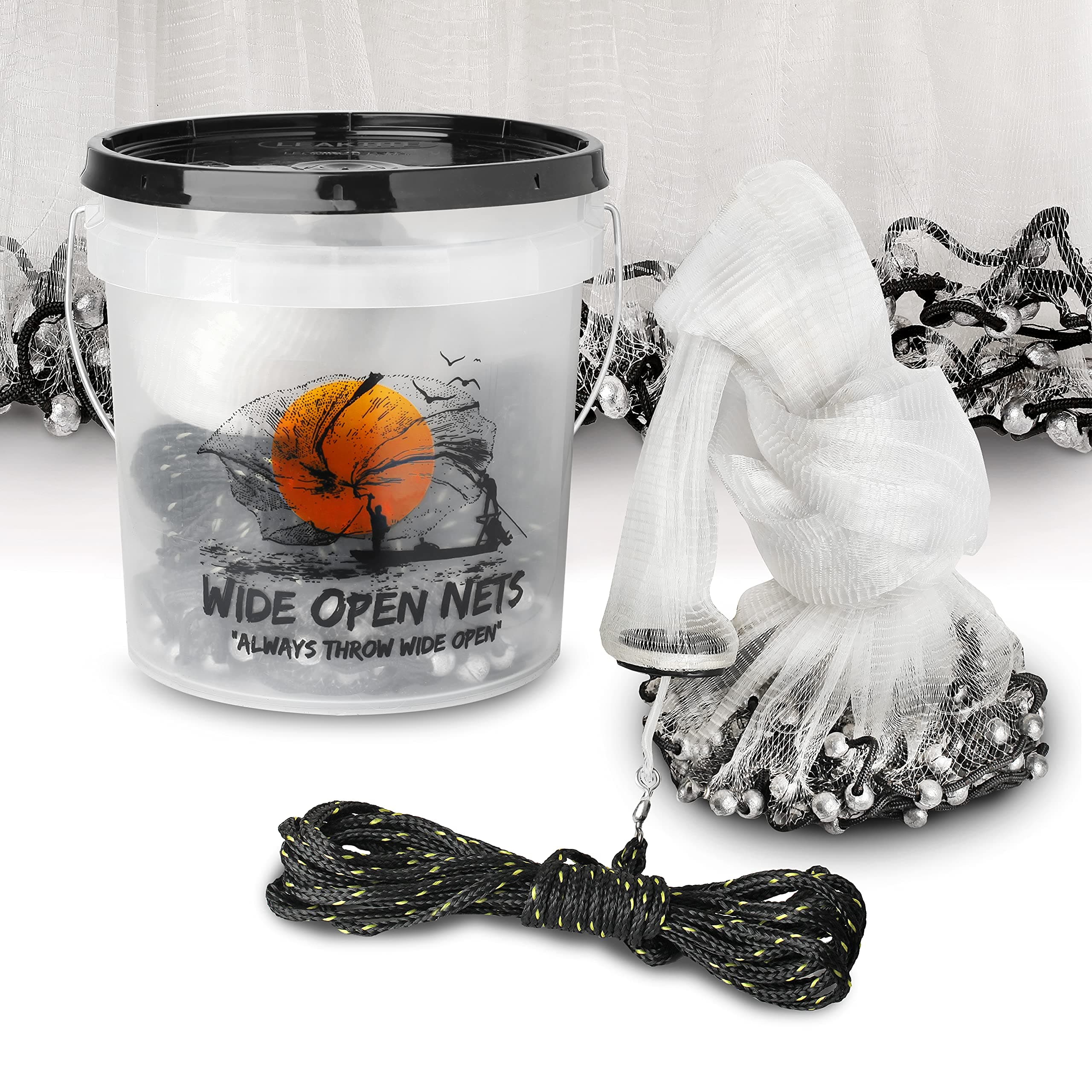 Hand Cast Net - Casting Nets for Fishing - Premium Fish Traps for Large Minnow Bait - Bait Net for Lakes, Rivers, Ocean, Salt & Freshwater, 1lbs/Ft