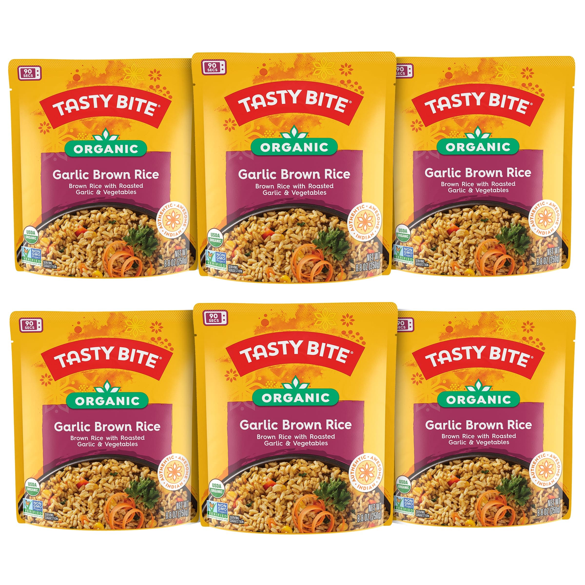 Tasty Bite Rice - Garlic Brown - 8.8 Oz - Case Of 6