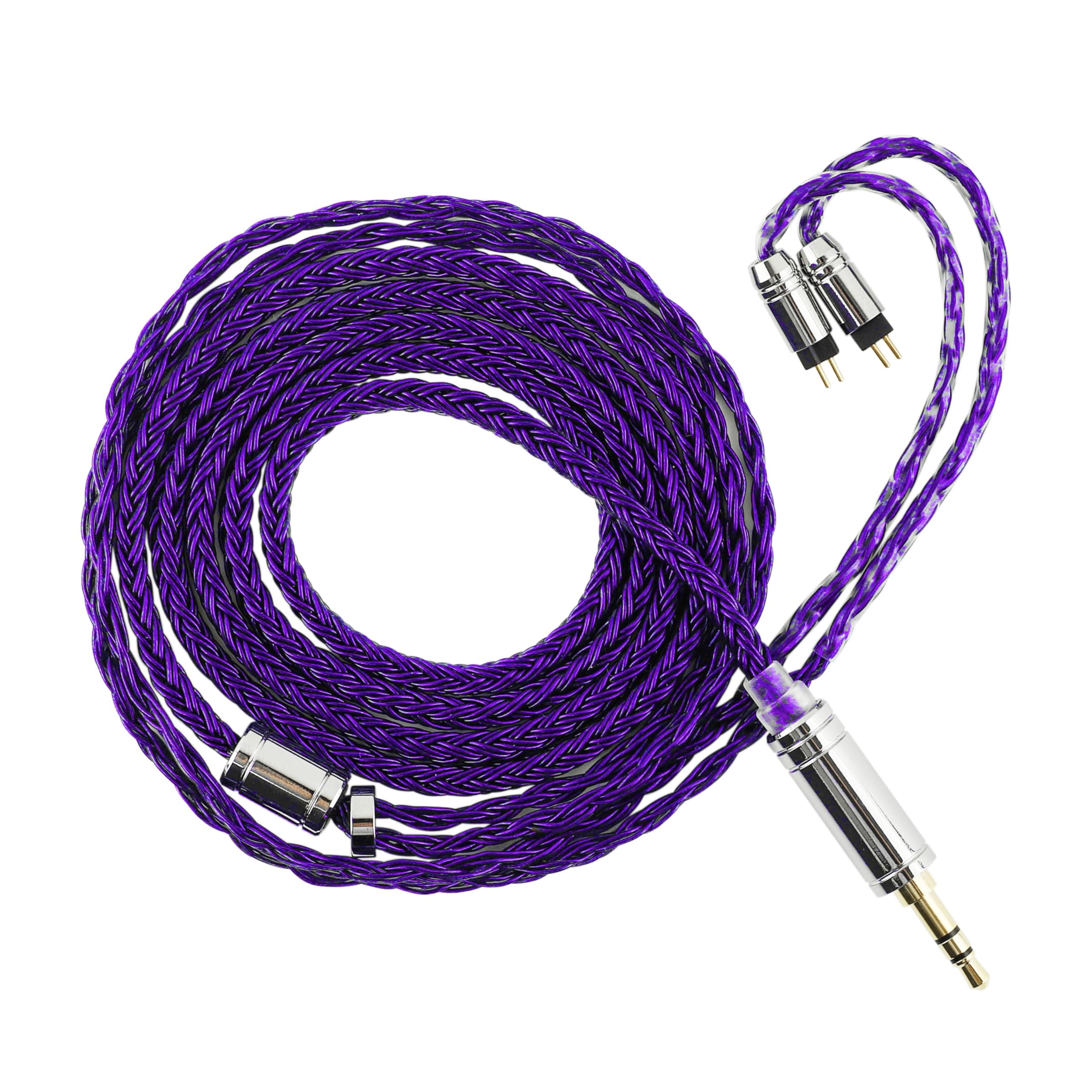 Linsoul Tripowin Zonie 16 Core Silver Plated Cable SPC Earphone Cable for 7hz Zero Dioko Timelesss AE TINHIFI T2 T3 PLUS Wan’er Cadenza KZ AS10 QKZ HBB Tripowin Mele Olina (2pin-0.78mm, 3.5mm, Violet)