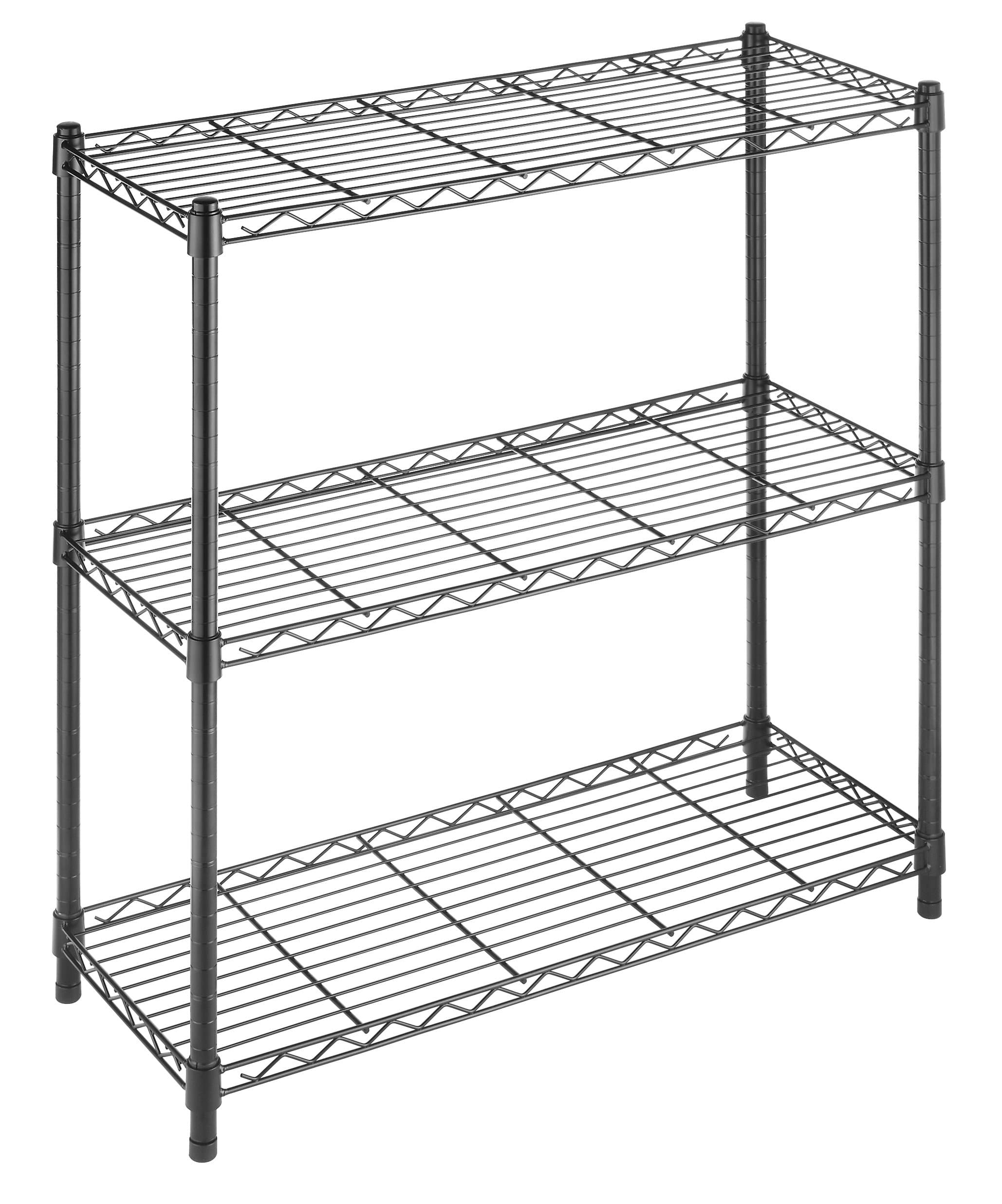 Whitmor 3 Tier Shelving Unit, Metal Storage Shelves, 400 lbs Capacity per Shelf, 1200 lbs Total, Adjustable Heavy Duty Shelf, Easy Assembly for Kitchen, Garage, Plant, 36"L x 14"W x 36"H, Black