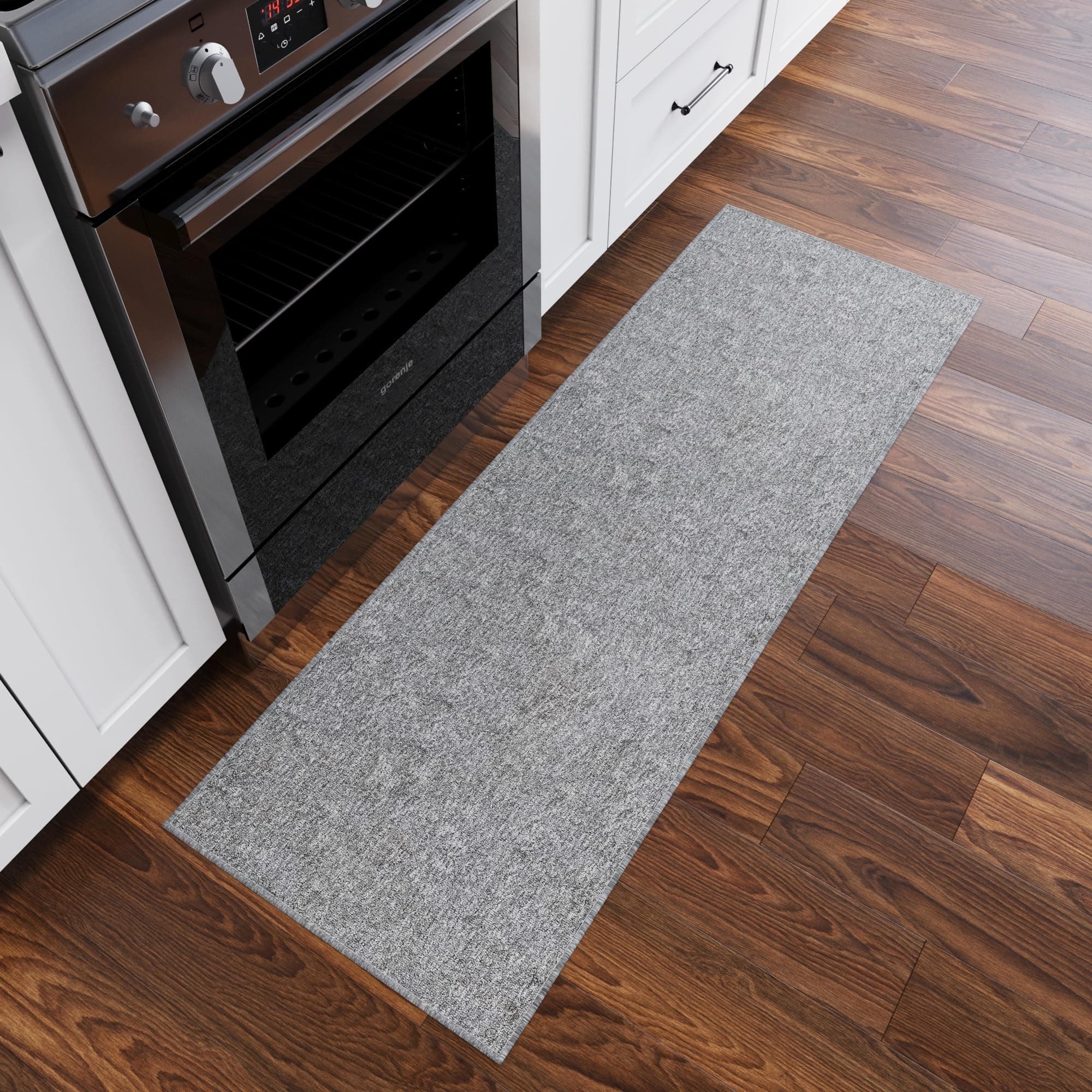 Ottomanson 20" x 59" Ultra-Thin Hallway Runner Rug - Durable Non-Slip Carpet for High-Traffic Areas - Fits Under Doors for Seamless Entry - Ideal for Kitchen, Entryway, Bedroom & Living Room, Gray