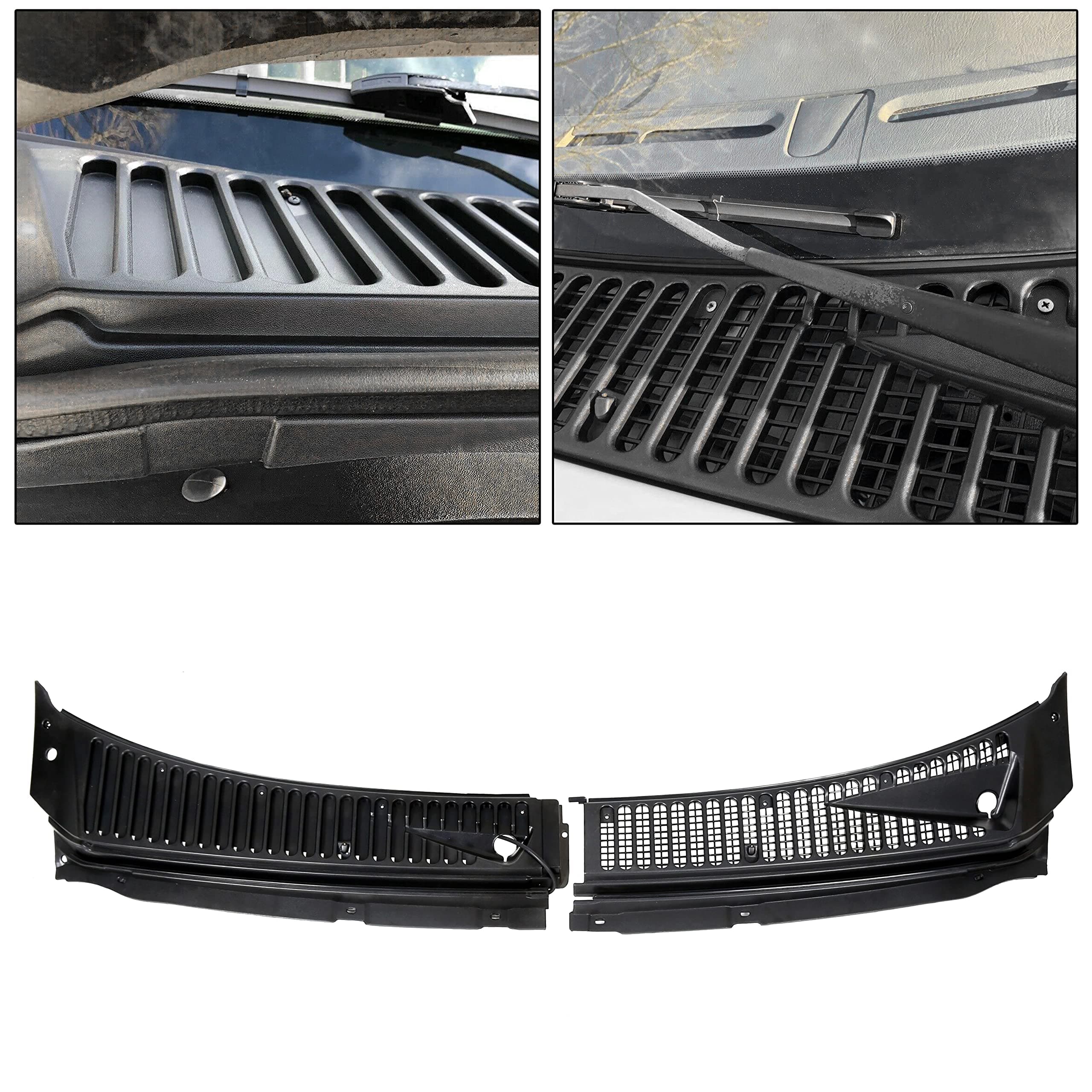 HECASA Windshield Wiper Cowl Vent Grille Compatible with 1999-2007 Ford F250 F350 F450 F550 Super Duty 2000-2005 Excursion Replace for 3C3Z-25022A68-AAA 4C3Z-25022A69-AAA Windscreen Covers Panels Kit
