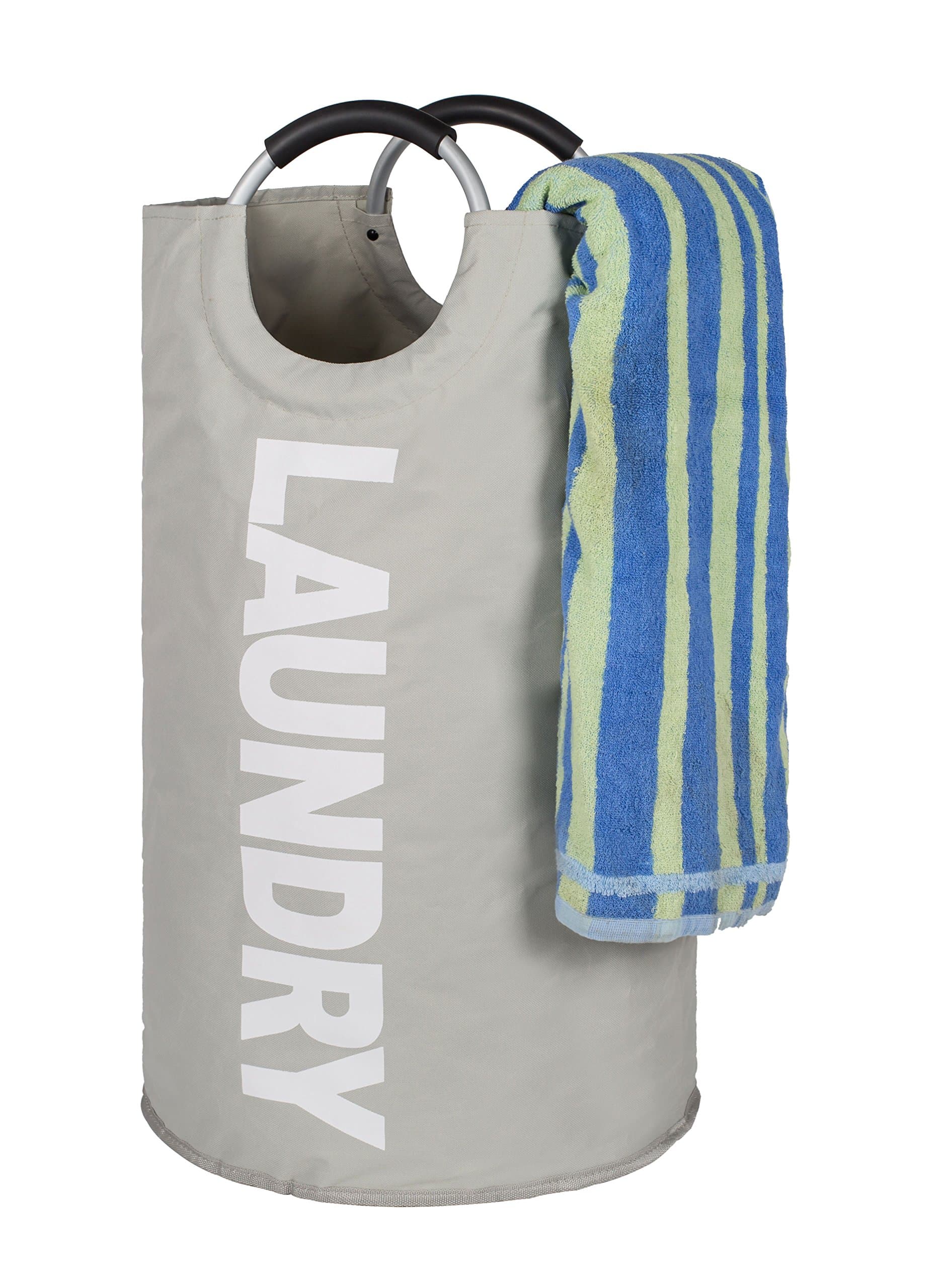 TOMHOM VC_A0001 Large Basket Collapsible Fabric Hamper Foldable Clothes Bag Folding Washing Bin Laundry Set 5 Colors Available, Light Grey