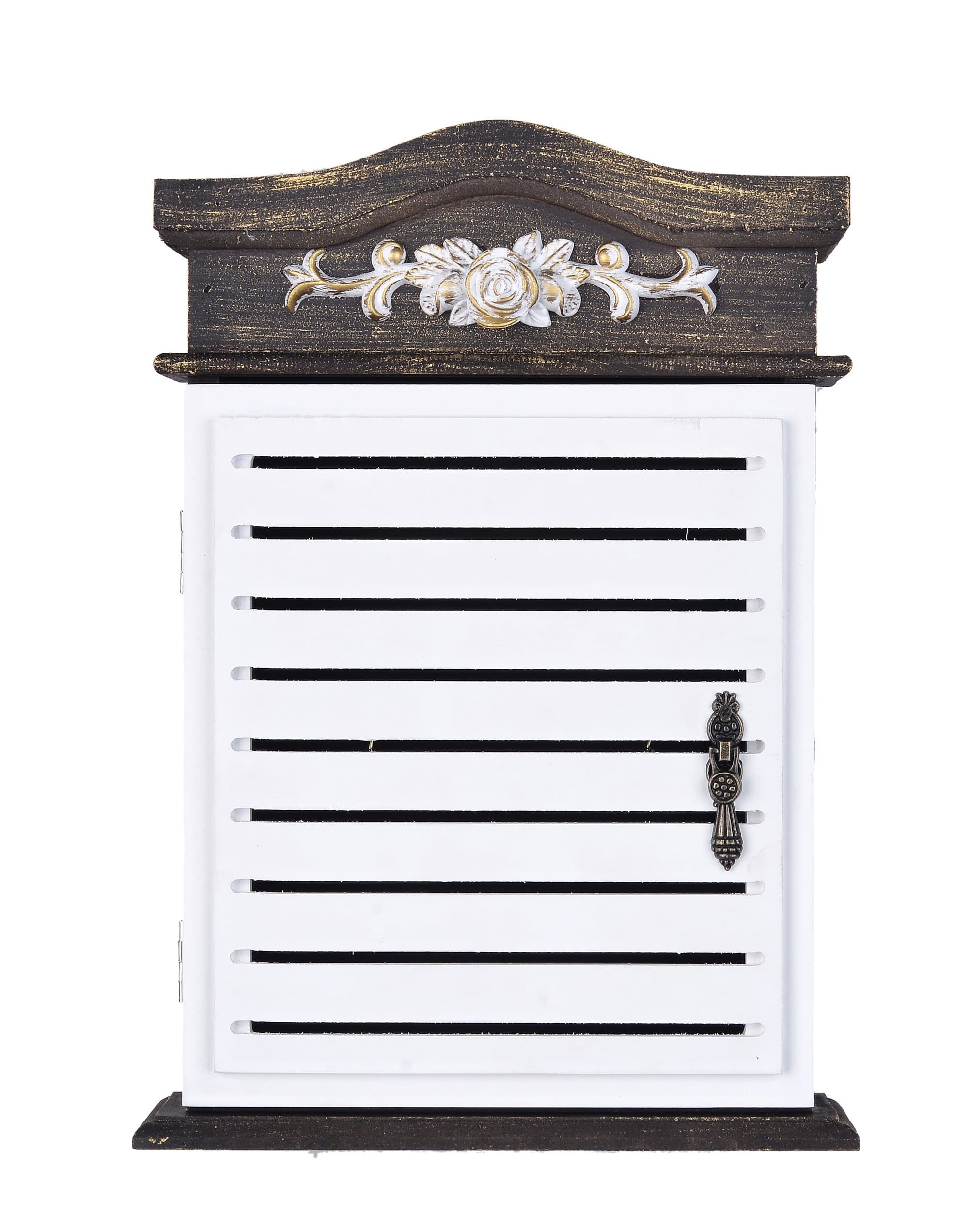 Wooden Key Holder Box 4 Hooks Wall Mounted Handmade with Rustic Finish Home Décor