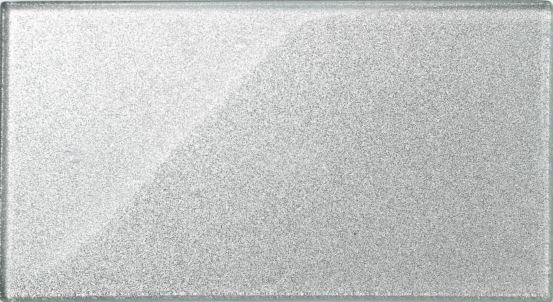 30cm x 15cm Silver Glitter Glass Subway Tile (MT0075)