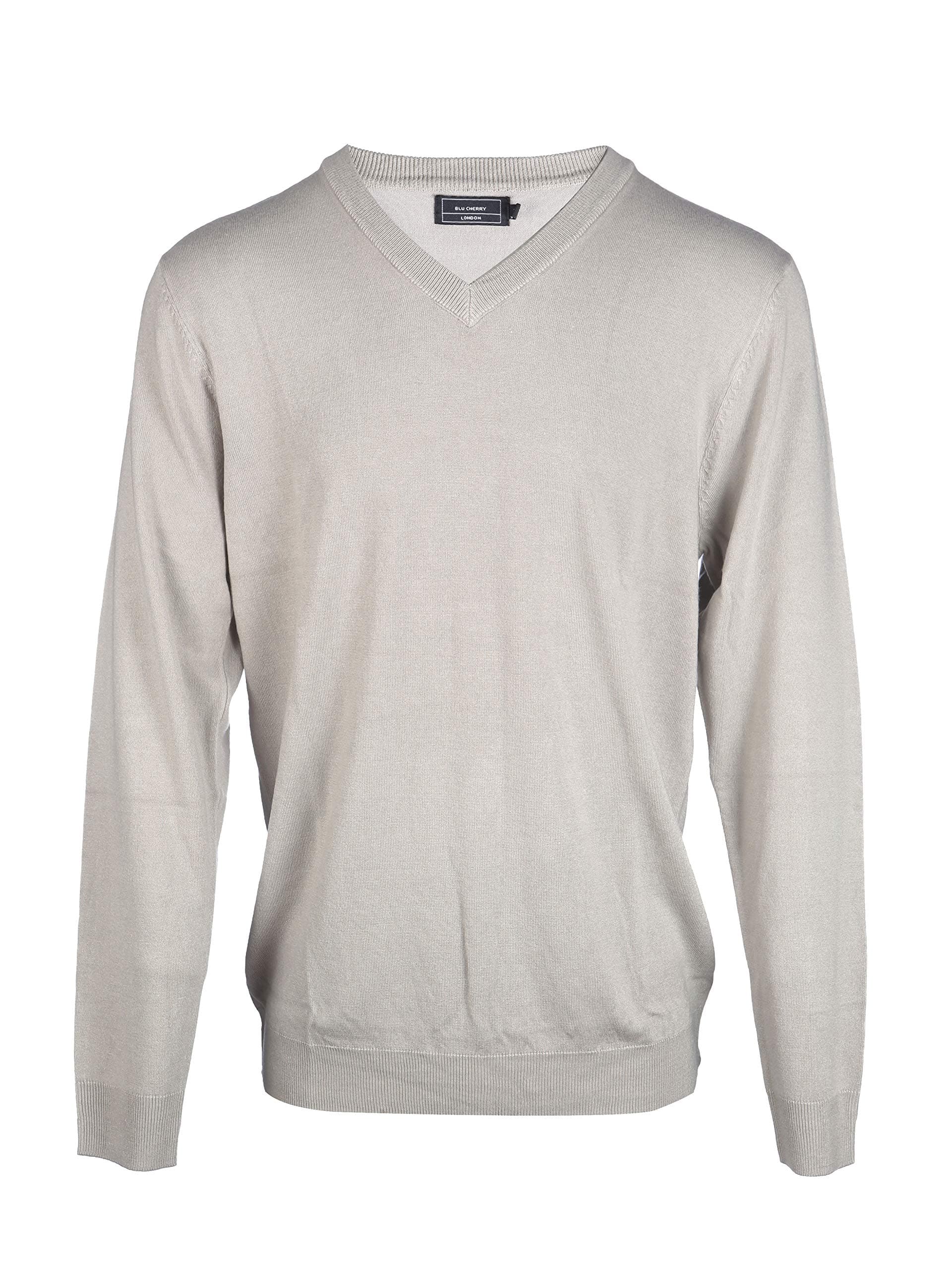 Blu Cherry Men's V Neck Pull Over Jumper Sweater Long Sleeve All Year Round Cashmere Like