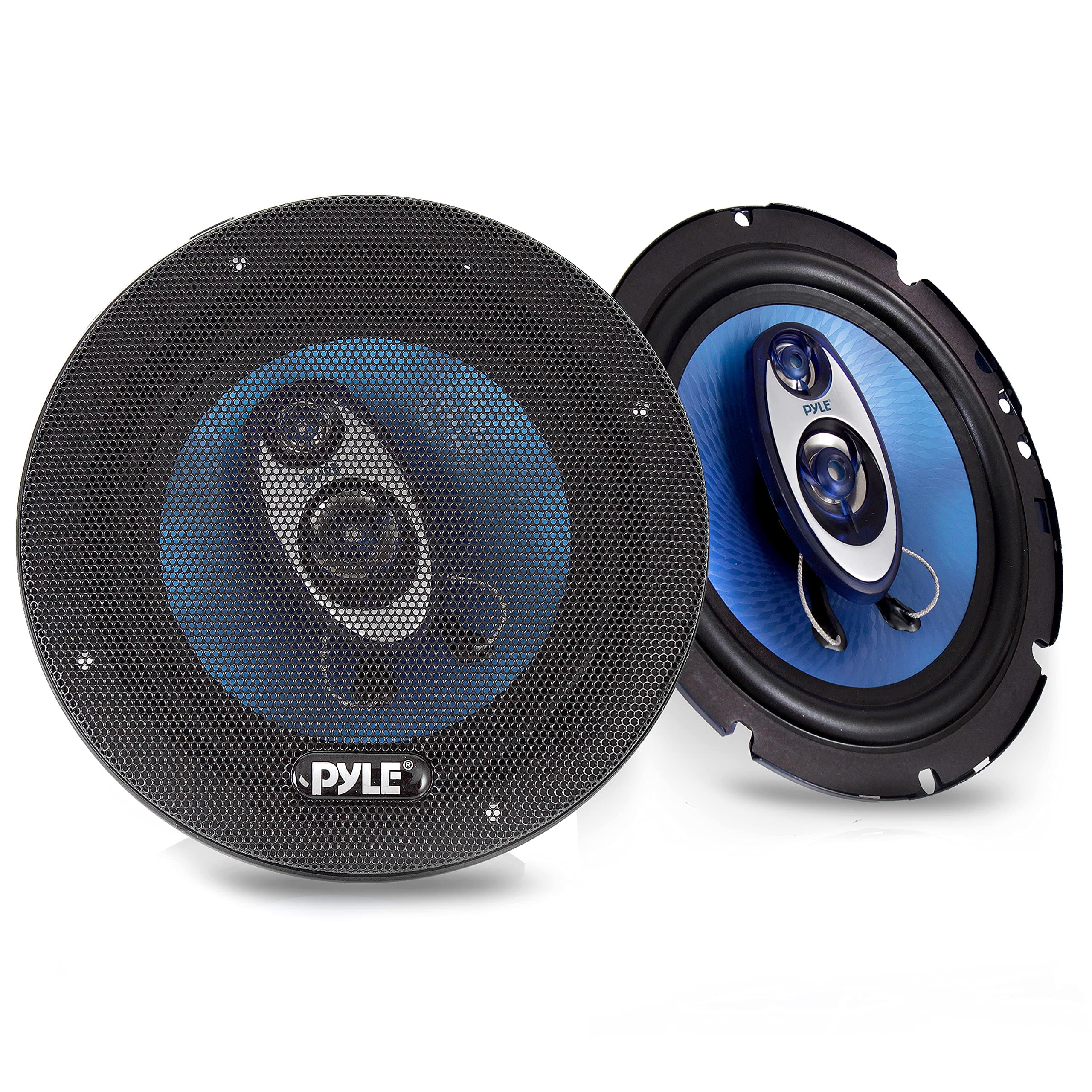 6.5" Three-Way Sound Speaker System-180 W RMS/360W Power Handling w/4 Ohm Impedance and 3/4'' Piezo Tweeter for Car Component Stereo,Round Shaped Pro Full Range Triaxial Loud Audio -PL63BL,Blue