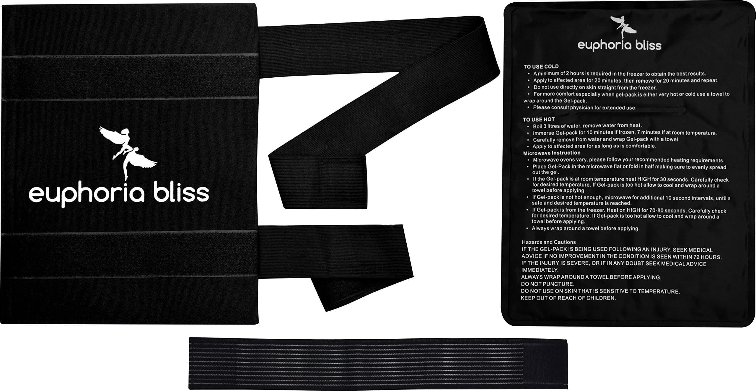 Large Ice Gel Pack & Wrap for Hot & Cold Therapy with Straps Fits Any Body Parts – Flexible After Frozen – Reusable – Back, Pain Relief, Legs, Shoulders, Neck, Waist, Wrist, Arms, Ankle (Black)