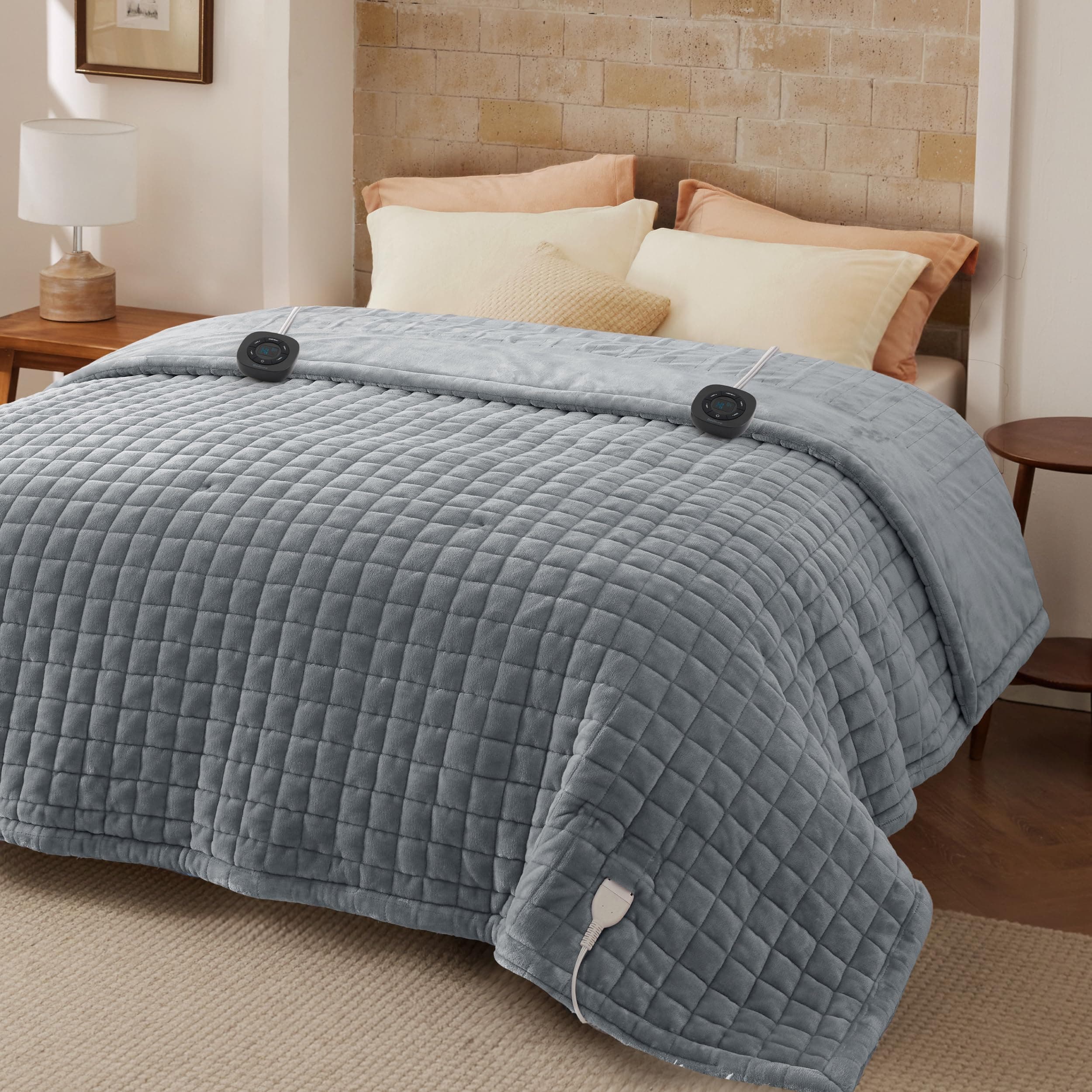 Electric Blanket King Size - Dual Control Heated Weighted Blanket King with 10 Heat Settings, Fast Heating with 10 Time Settings (100x90 inches, Formal Gray)