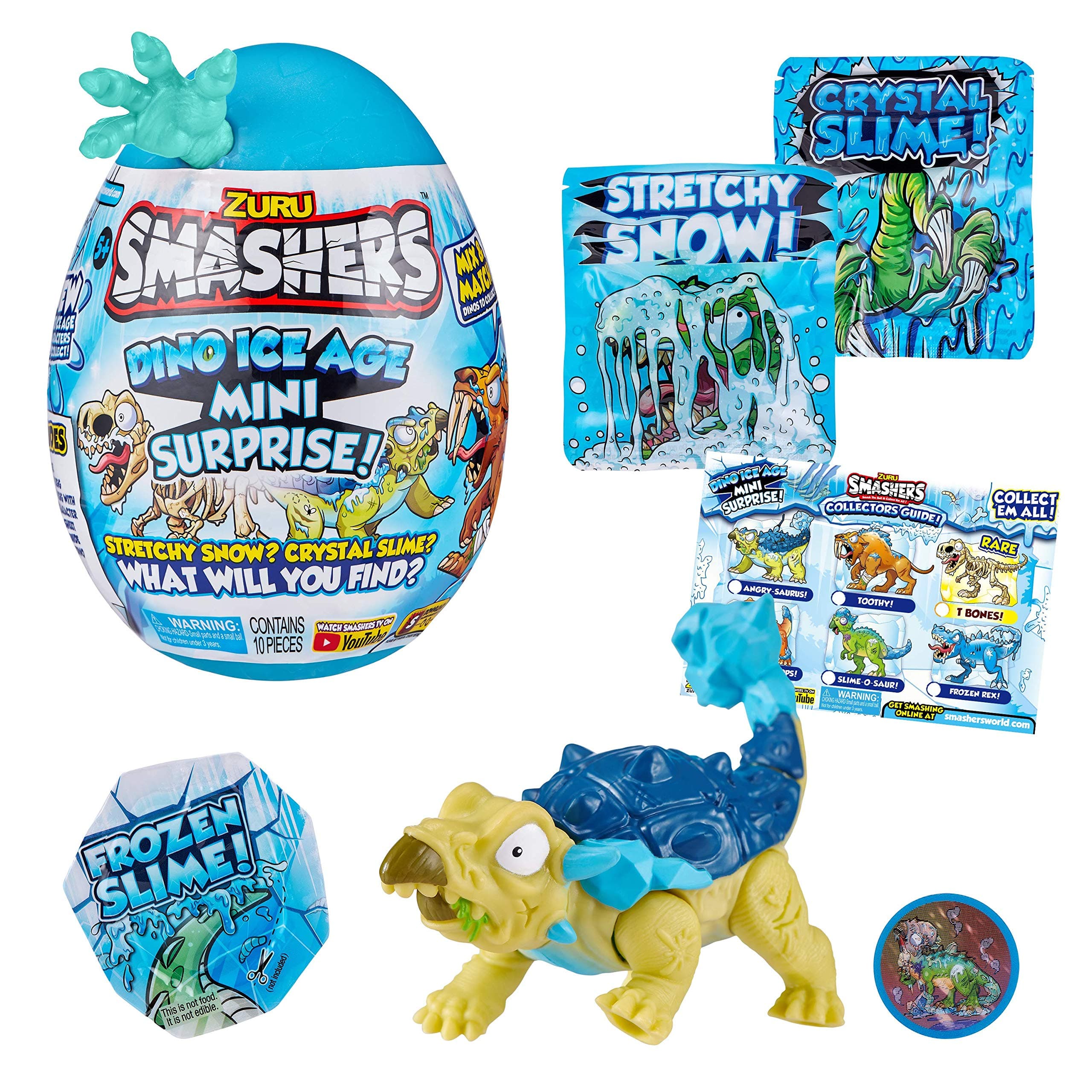 Smashers Dino Ice Age Surprise Egg - Mini Ankylosaurus Egg with Surprises! Mix-Match Dinos, Build & Battle (Ankylosaurus) by ZURU