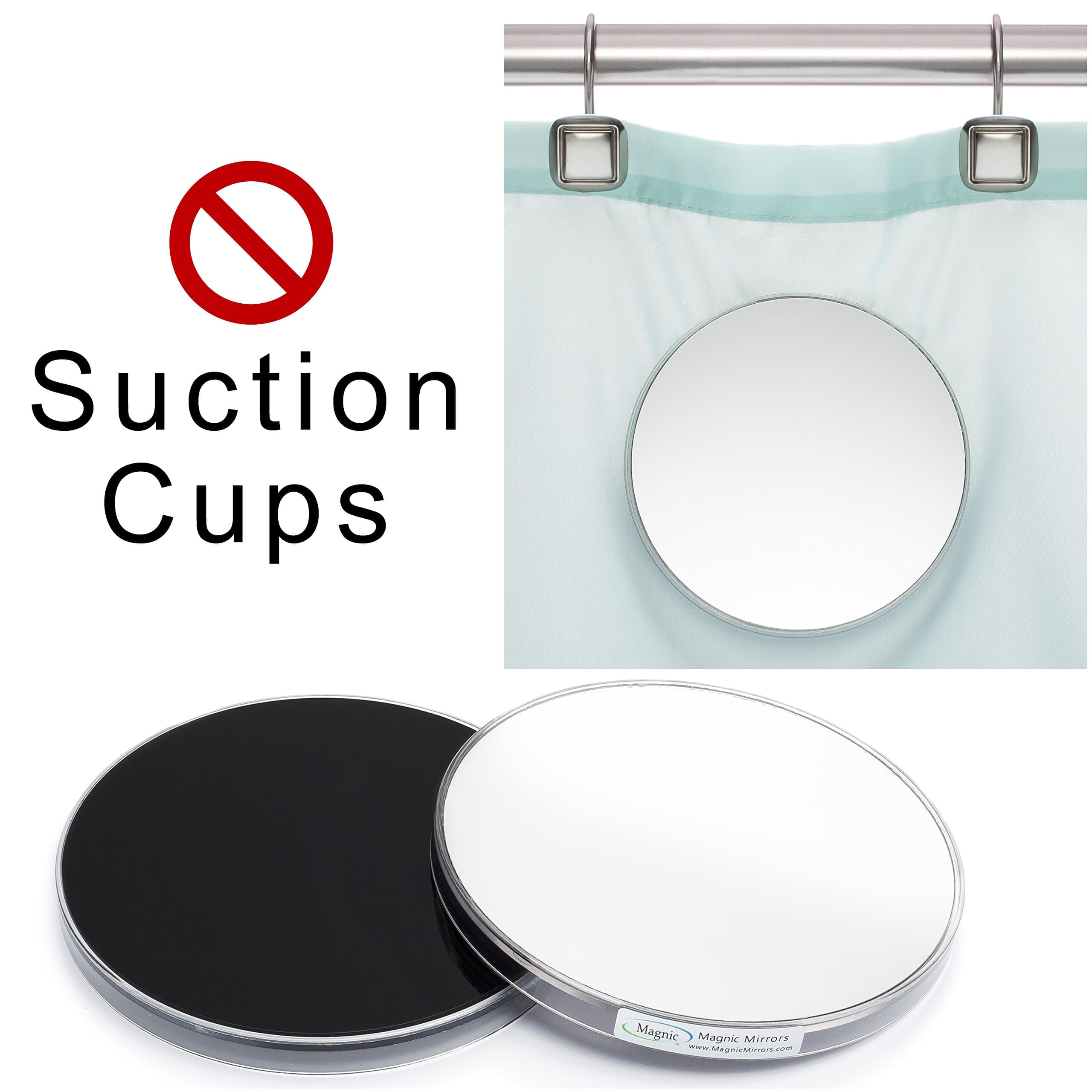 2 Piece Shower Mirror for Shower Curtains or Shower Liners - Magnetically Mounted - Now with Industry Leading Anti-fog Technology