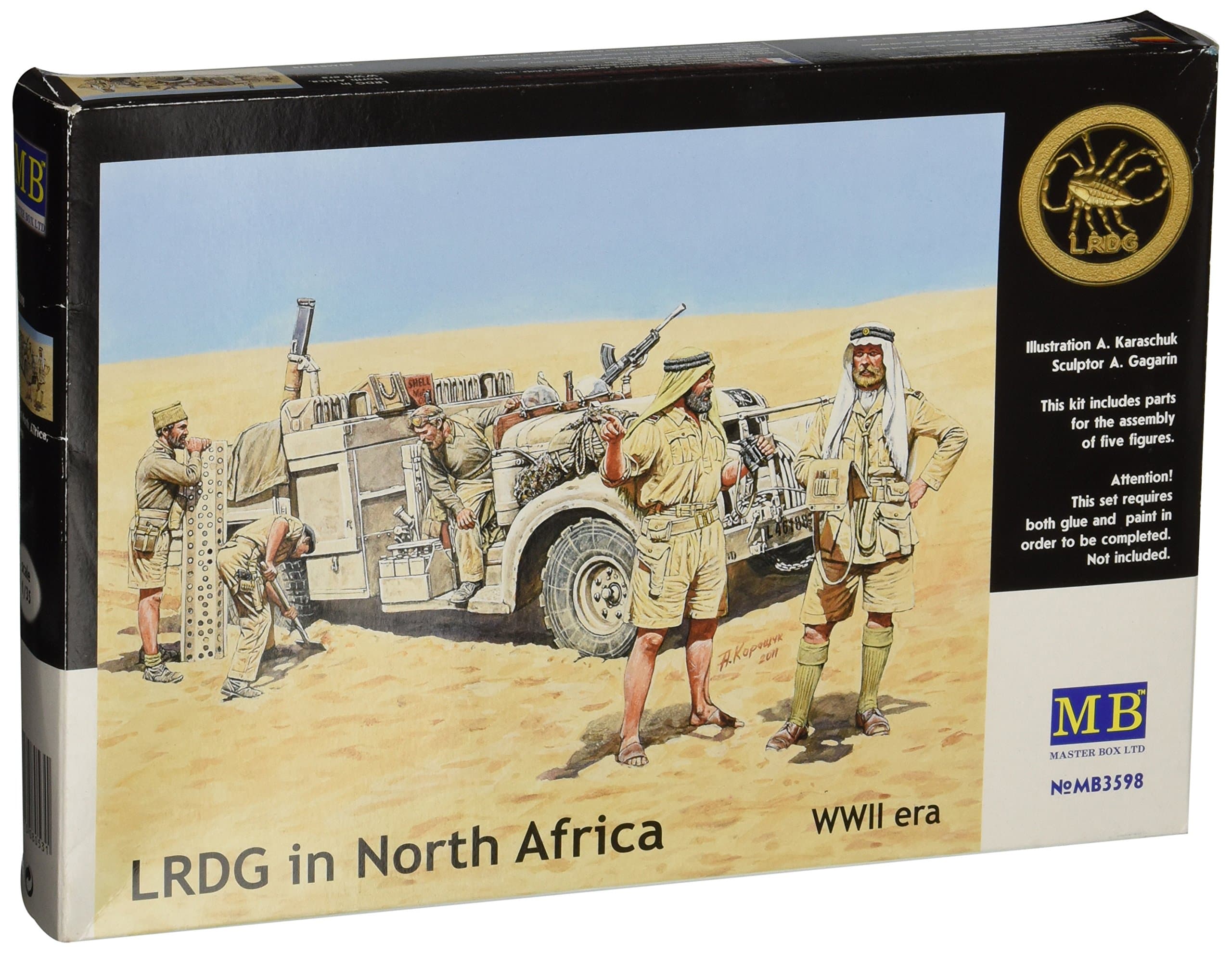 Master Box WWII Long Range Desert Group (LRDG)(5) Figure Model Building Kits (1:35 Scale)