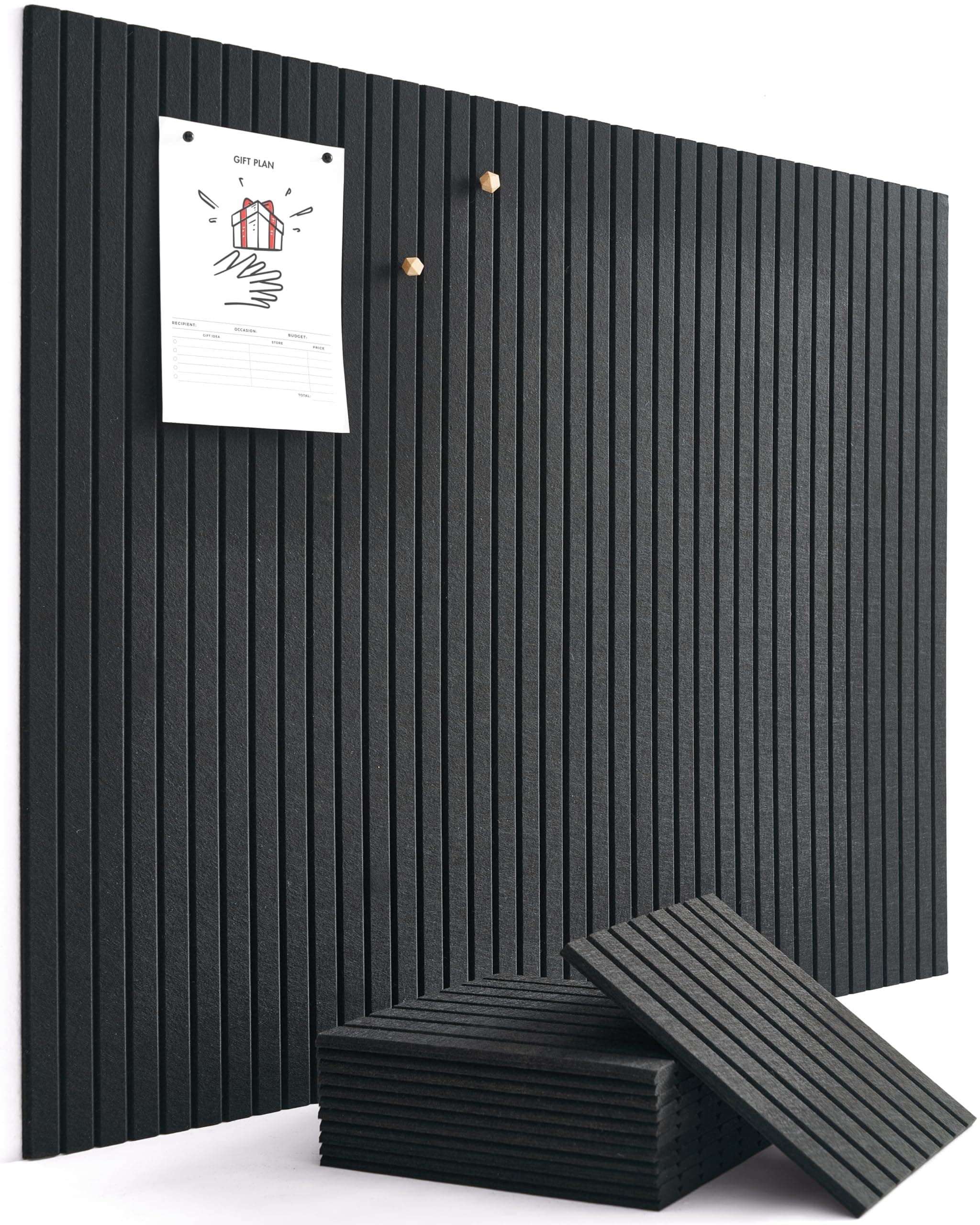 VIVELDA Large Bulletin Board 48"x36" - Office Wall Organizer to Replace your Old Cork Boards for Walls for Office Decor - 12-pack Felt Wall Panels for Use in Home Office Decor, Classroom Decor (Black)