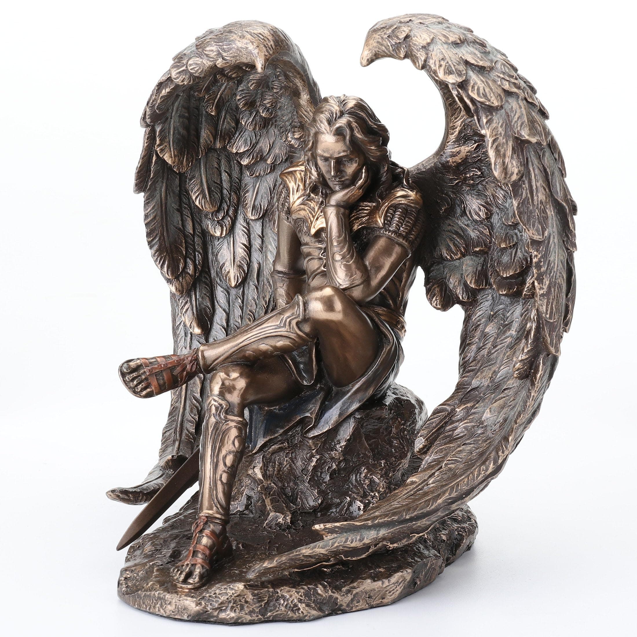 US 6.5" Cold Cast Bronze Color Lucifer The Fallen Angel Figurine Statue