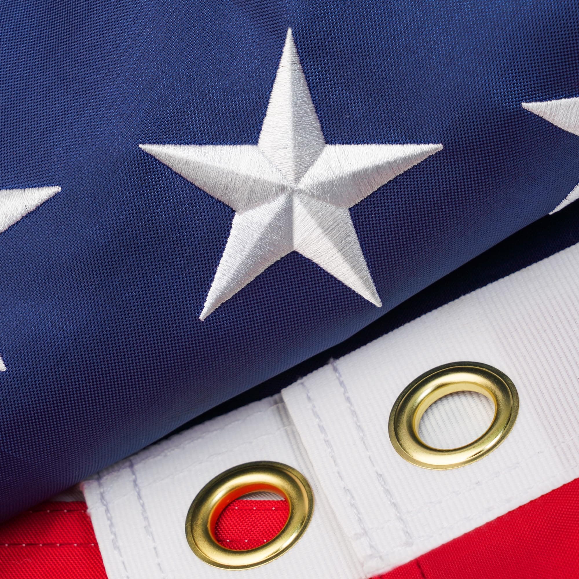 American Flags for Outside 3 x 5ft, Super Tough Spun Polyester American Flag Tear-Resistant Series, Heavy Duty US Flag with Embroidered Stars, Sewn Stripes, Brass Grommets