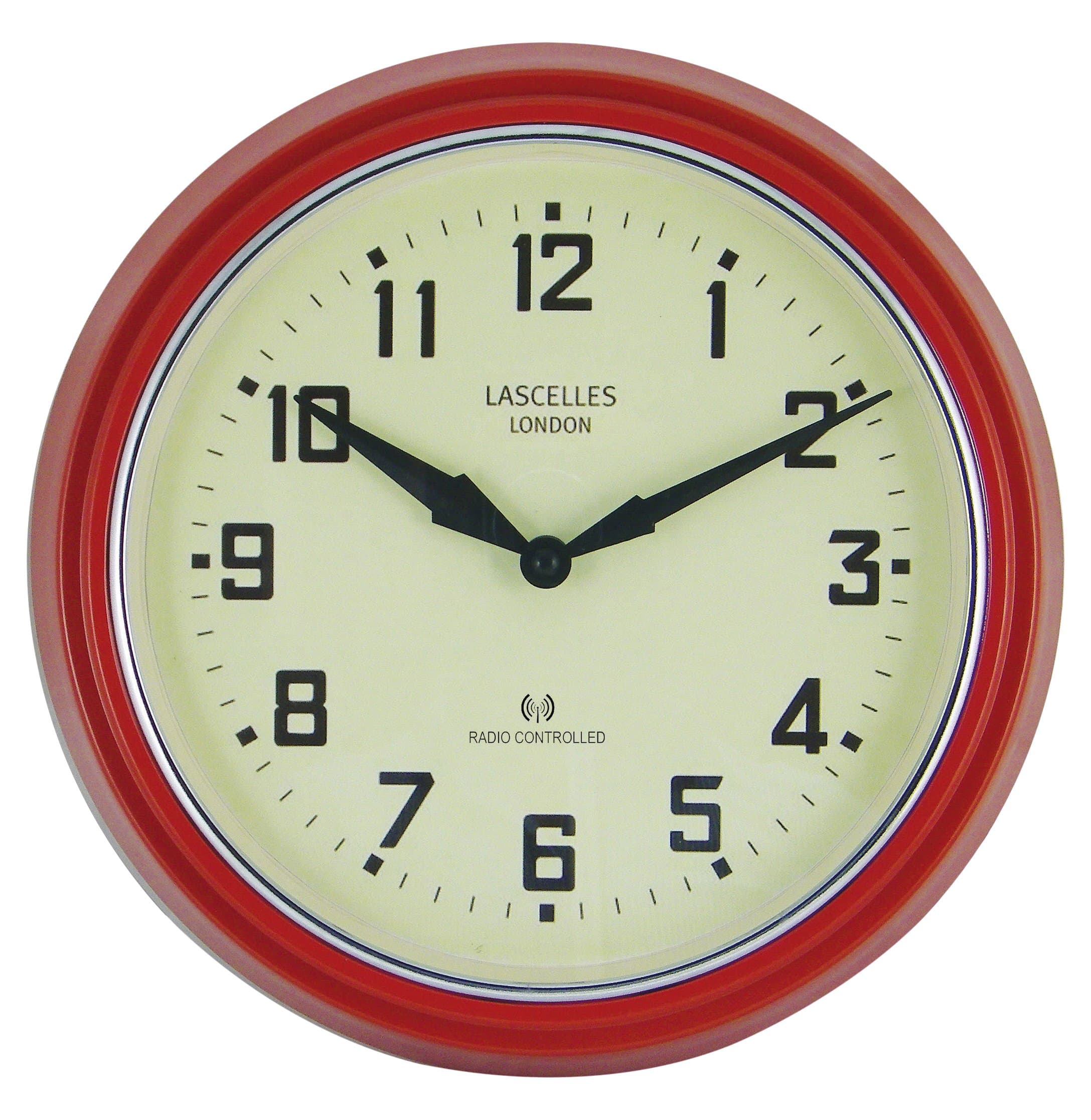 Roger Lascelles Clock, Metal, Red, 30 x 6 x 30 cm