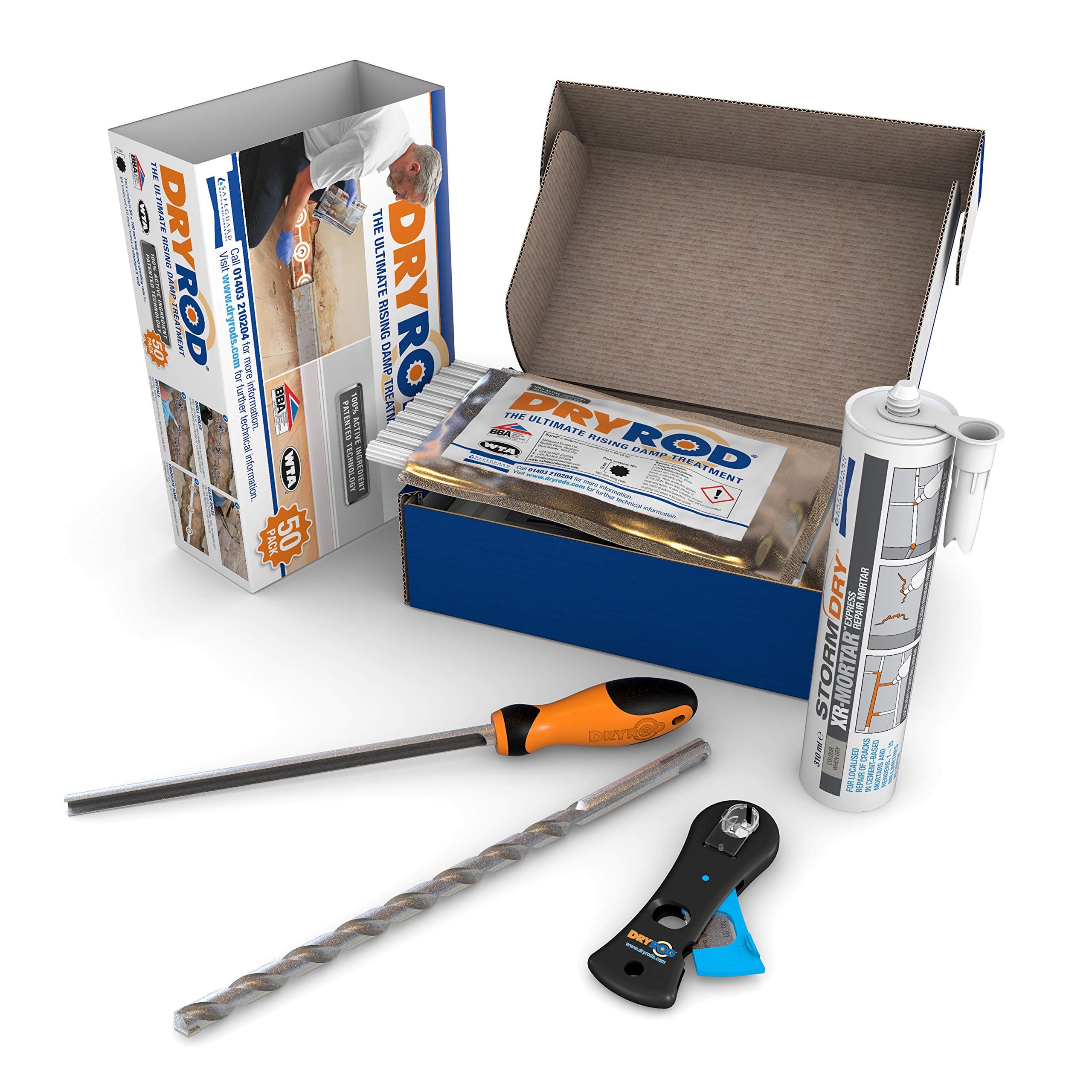 Dryrod Damp Proofing Rods DPC Kit: Treats 6 Linear metres (9" Wall) - BBA Approved Rising Damp Treatment