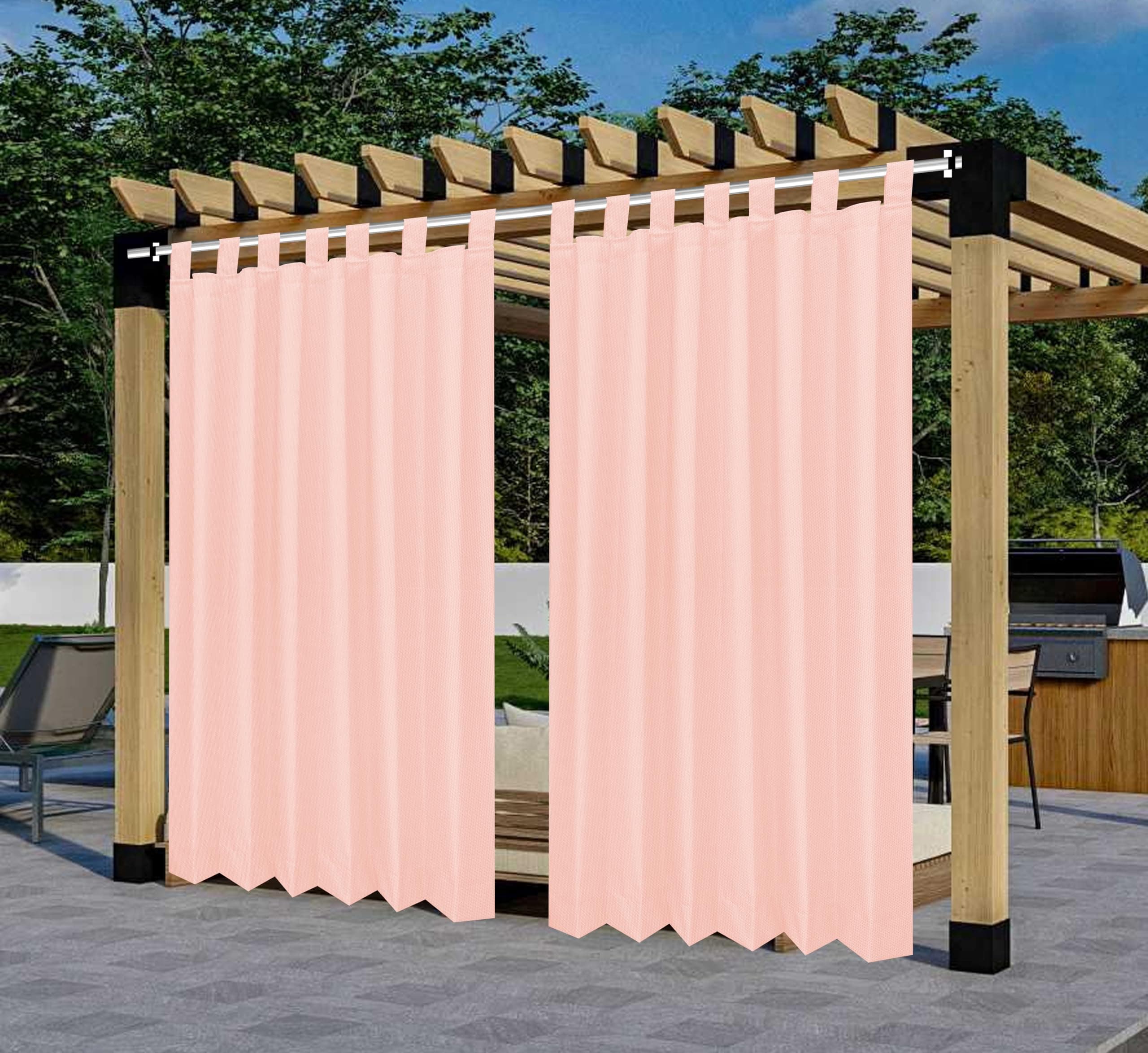 Polyester 300GSM Fabric Waterproof Rain & Sun Blockage Curtains(Pink 4.5 X 7.5 Feet,Pack of 2) with Top Style Loop Used for Door,Balcony,Outdoor & Indoor Area