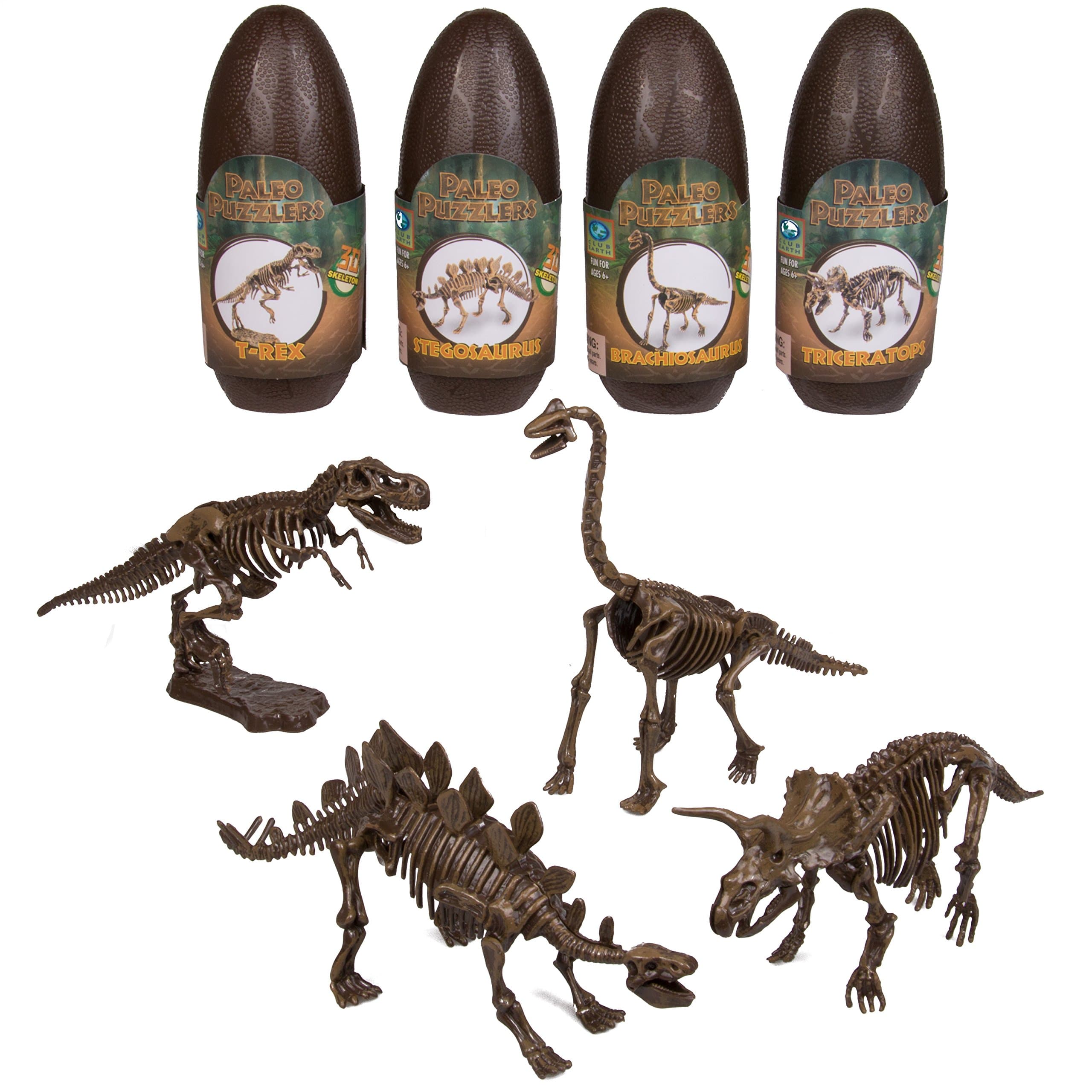 Dinosaur 3D Puzzle 1 Pack - 10'' Assorted Paleo Dino Skeleton (EA) - Open The Egg and Construct One of 4 Different Dinosaurs